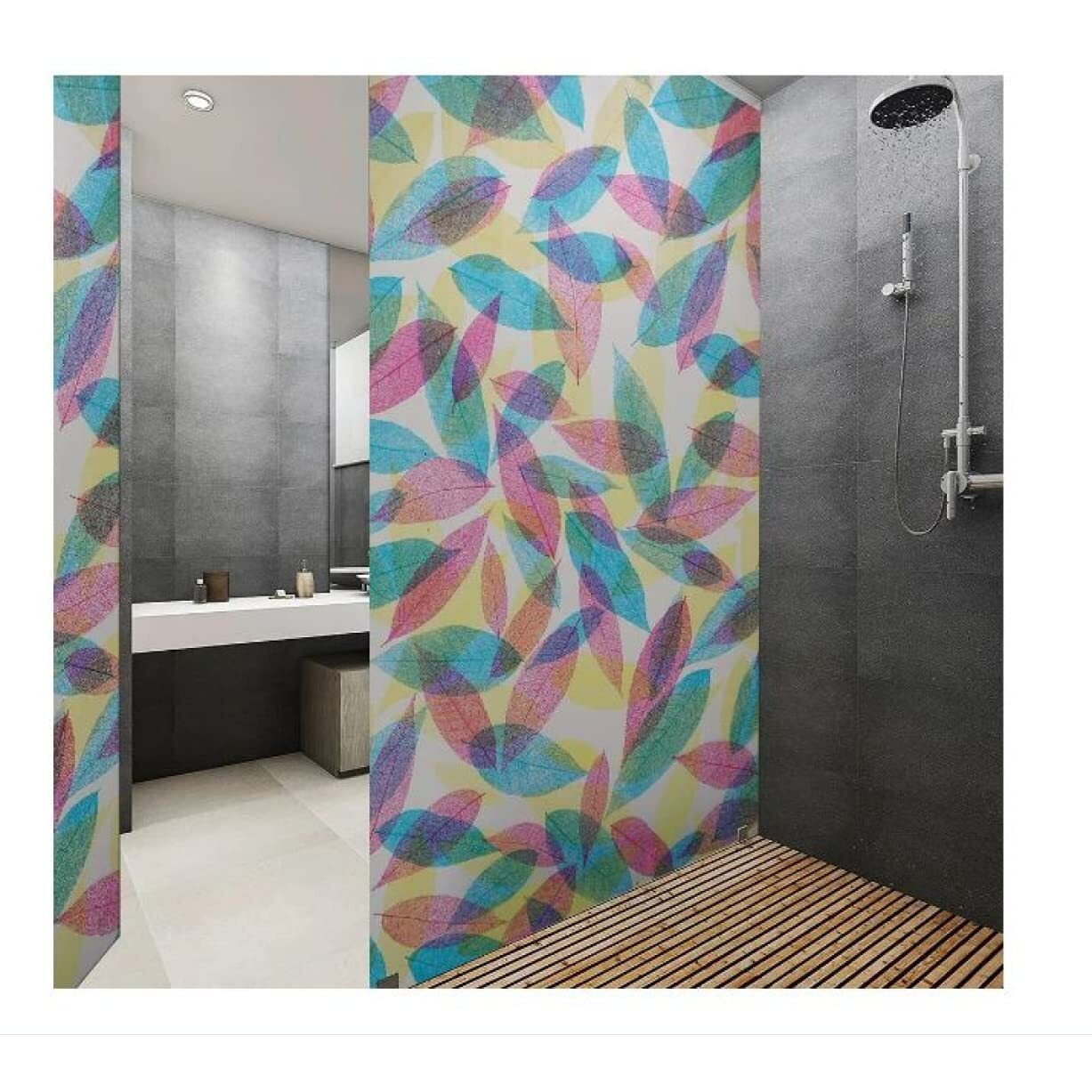 Indian Royals Multi Colour Leaves Designviny Uv Protective Rustproof Waaterproof Self Adhesive Glass Window Sticker (200 Cm X 45 Cm)