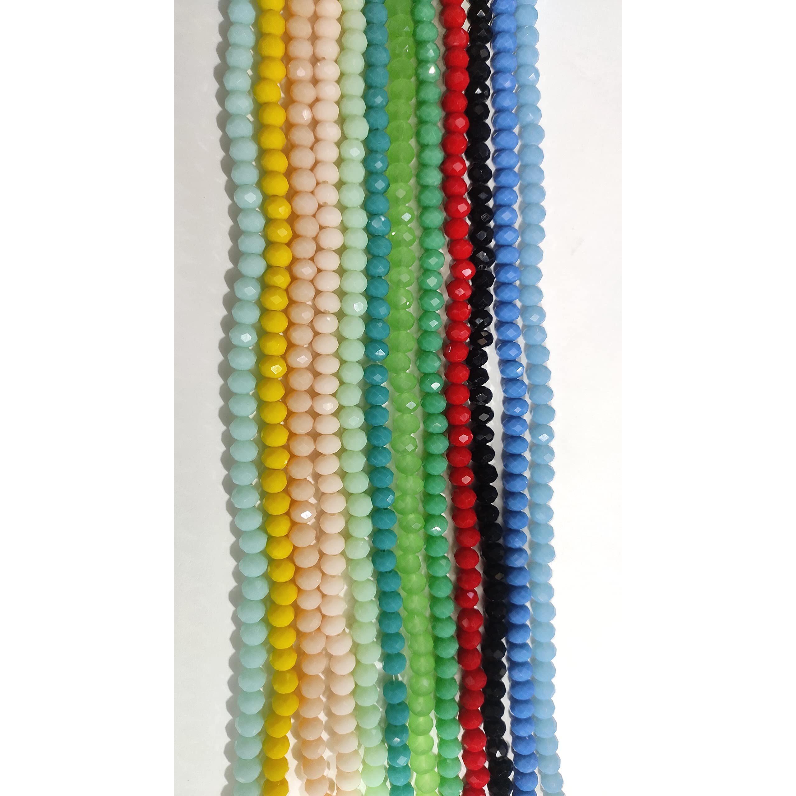 Omx 1020 Beads (85 To 95 Beads Per Colour), 6Mm, Crystal Glass Beads Roundelle For Jewellery Making, Craft Works - 6Mm Size (Multi Colour, 10 Different Mix (Opaque Colours)