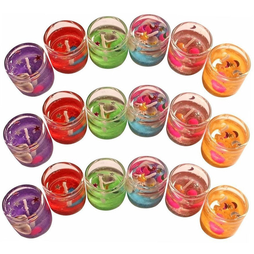Atorakushon Mini Gel Smokeless Scented Glass Tube T-Lite Candle Decorations For Living Room Pack Of 18 Multi