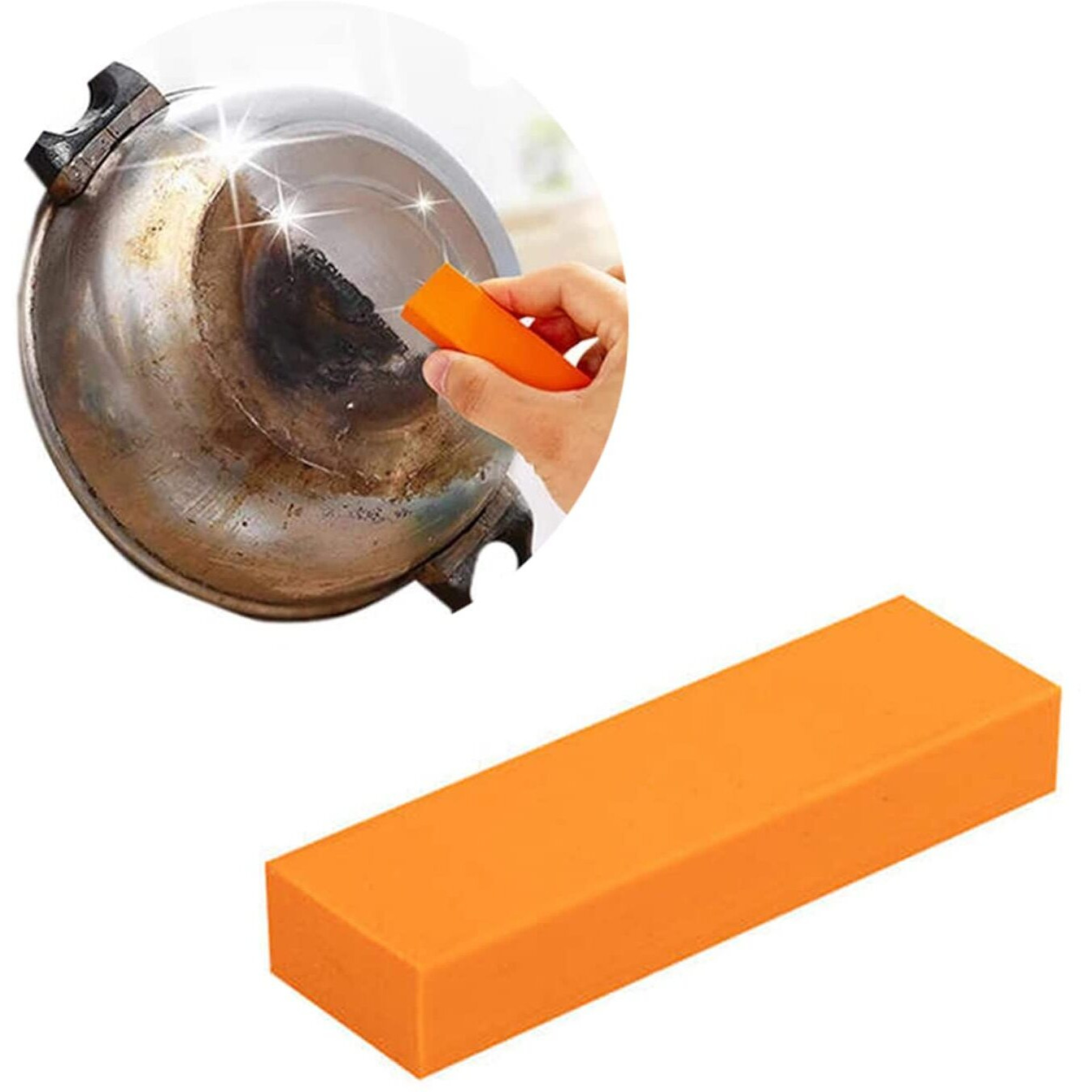 Eletreestainless Steel Artifact Eraser, Limescale Eraser Rust Remover For Kitchen Home,Magic Stainless Steel Stain Remover Eraser,Rubber Cleaning Eraser For Kitchen & Bedroom (Orange, 2)