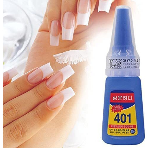 Trendy Look Professional Nail Art Super Glue Stronger 20G Bottle 401 Rapid Fix Handmade Adhesive Quick Dry Quick Sol Ceramic Glass Glue Dye Craft Tool Transparent (Pack Of 2)