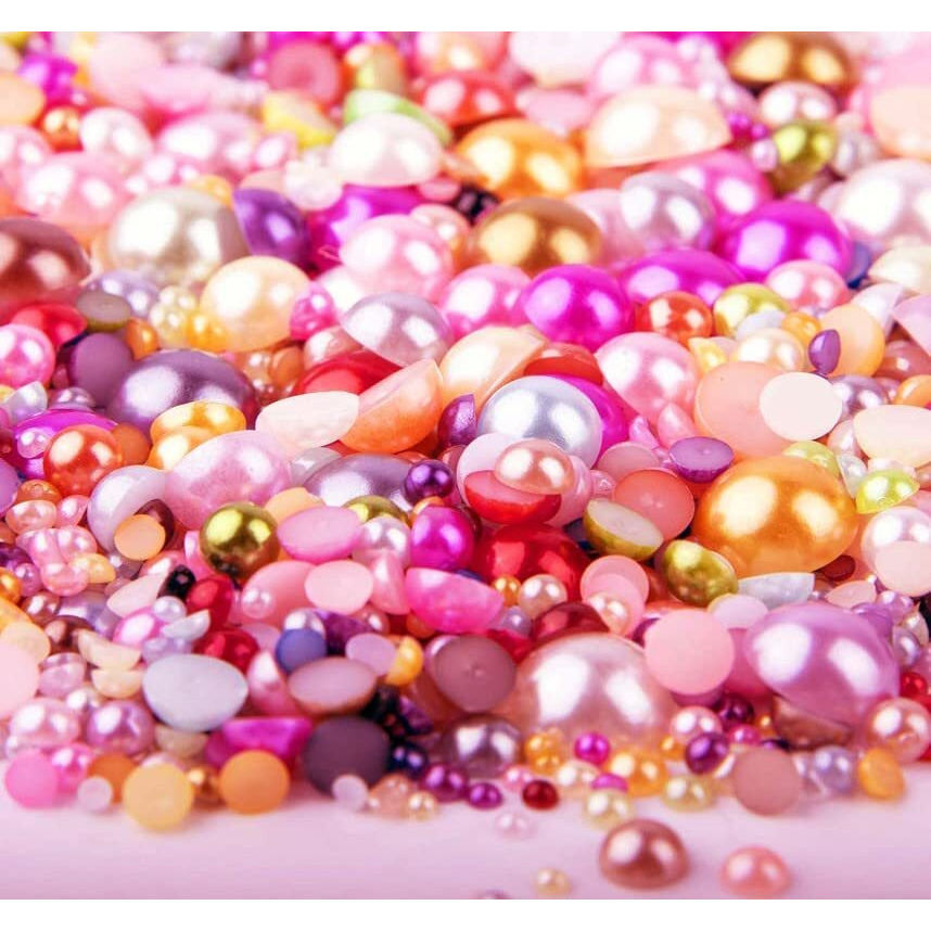 Diy Crafts 50 Pcs, Mix Sizes, Flatback Half Pearls, Satin Luster Abs Imitation Pearls Mixed Colors Flat Backed Round Half Pearls For Crafts Jewlery Assorted Mixed Si (50 Pcs, Mix Sizes)