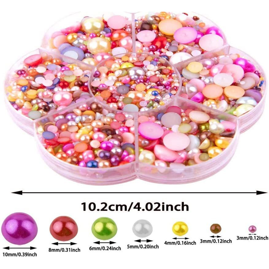 Diy Crafts 50 Pcs, Mix Sizes, Flatback Half Pearls, Satin Luster Abs Imitation Pearls Mixed Colors Flat Backed Round Half Pearls For Crafts Jewlery Assorted Mixed Si (50 Pcs, Mix Sizes)