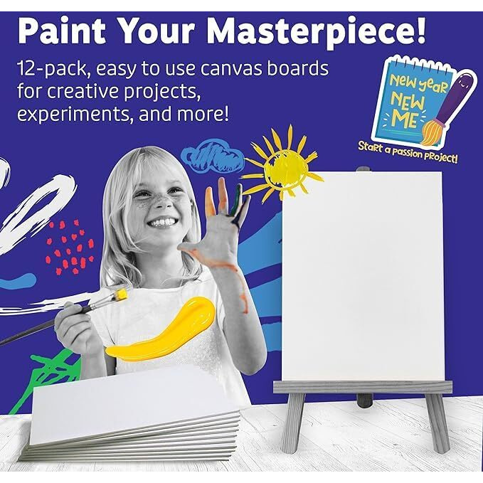 Artlicious Canvases For Painting - Pack Of 12, 9 X 12 Inch Blank White Canvas Boards - 100% Cotton Art Panels For Oil, Acrylic & Watercolor Paint