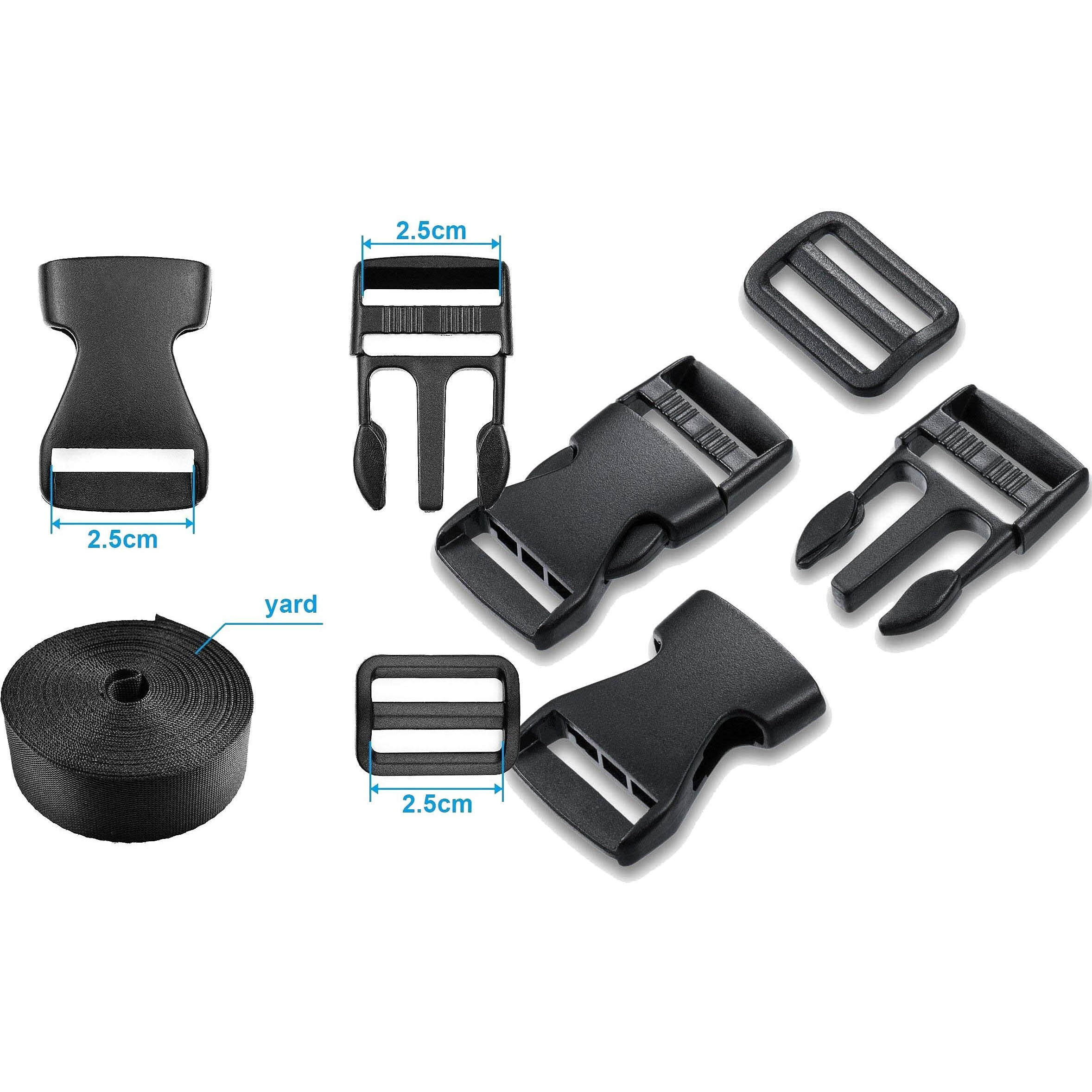 Diy Crafts 2" Inch Set, 5 Buckle 5 Tri-Glide Slide 5Mtr Webbing, Flat Side Release Buckles Tri-Glide Slides As Choice Meter Webbing Black Roll (2" Inch Set, 5 Buckle 5 Tri-Glide Slide 5Mtr Webbing)