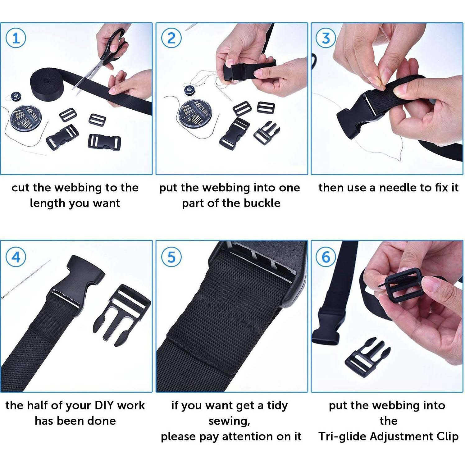 Diy Crafts 2" Inch Set, 5 Buckle 5 Tri-Glide Slide 5Mtr Webbing, Flat Side Release Buckles Tri-Glide Slides As Choice Meter Webbing Black Roll (2" Inch Set, 5 Buckle 5 Tri-Glide Slide 5Mtr Webbing)