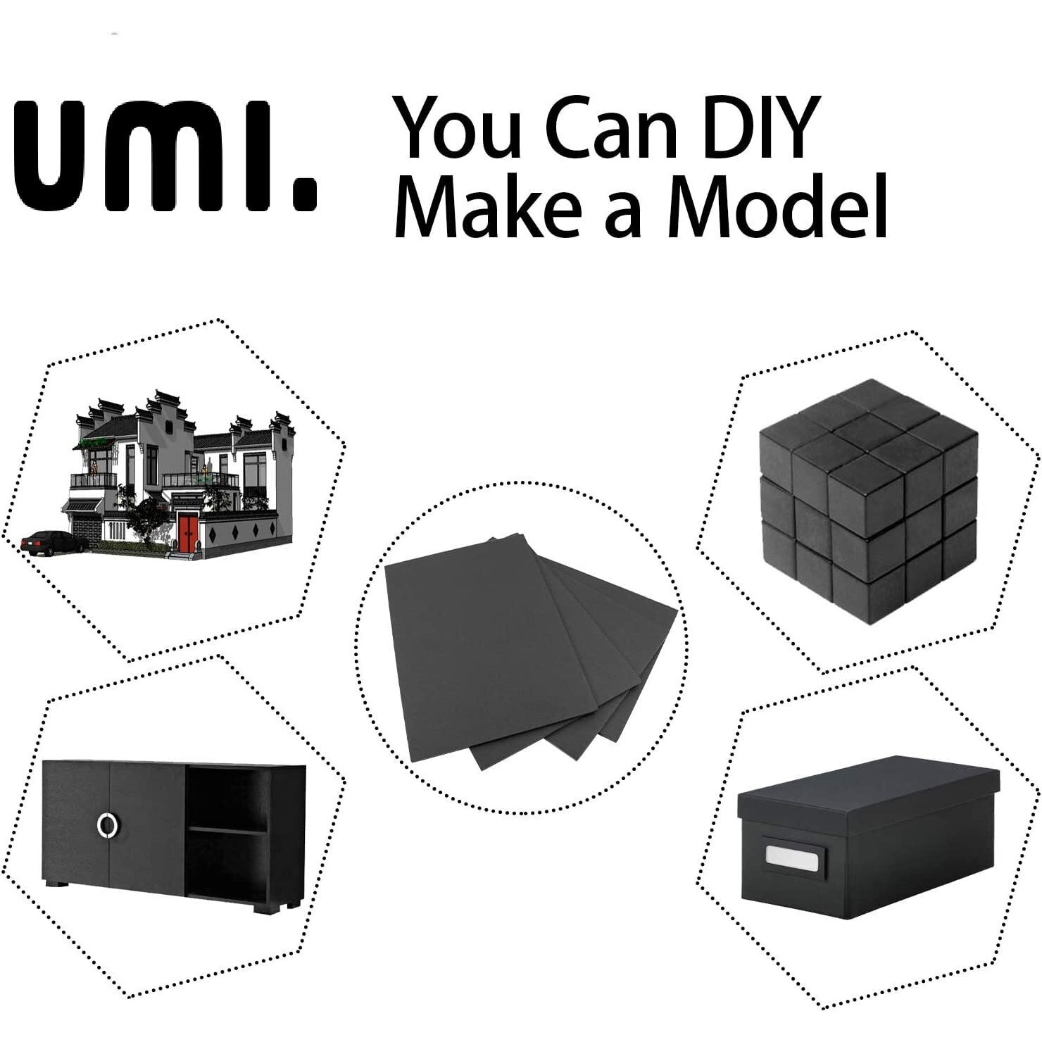 Amazon Brand  Umi 600 Gsm Thick A4 Mount Board Sheets For Craft, Framing, Model Making, Craft, Diy Projects (Set Of 10, Black)