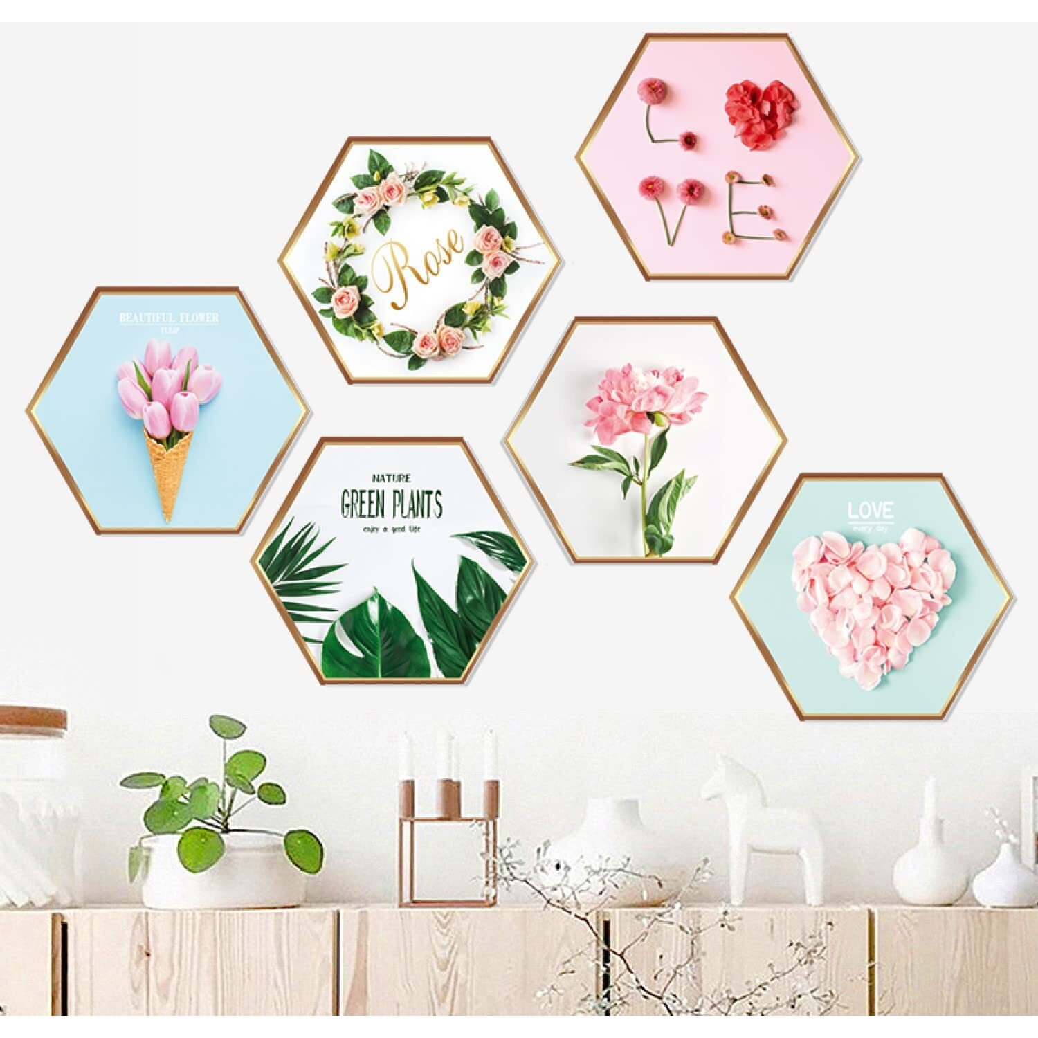 Jaamso Royals Tropical Plants Pattern Frame Vinyl Film Self Adhesive Wallsticker (60 Cm X 90 Cm)