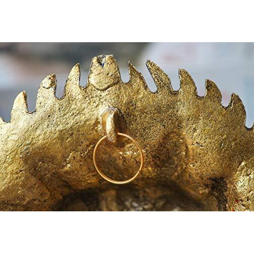 Crafticia Metal Mahakal Face Mask Negative Energy Remover Nazar Battu Evil Eye Protector Wall Hanging (6 Inch, Golden), Medium