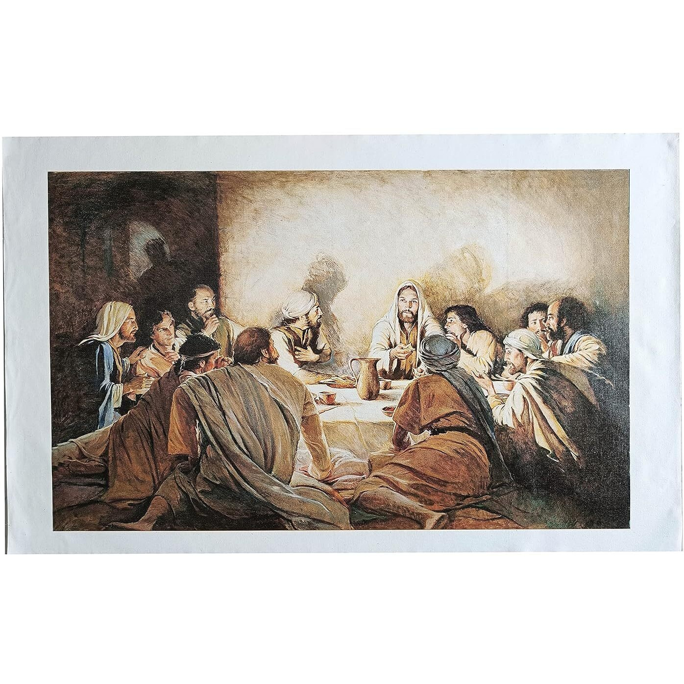 Elegance Last Supper Of Jesus Christ Big Size Canvas Painting Picture Photo Christian Art For Wall Living Room Dining Room Home Decor Painting Size - 44 Length X 27.5 Height Inch