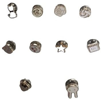 Voiish 10 Pcs Brooch Buttons Jeans Button Pin, White Button Pin, Women Shirt Brooch Pins, No Sew Button For Sweater, Shawl, Clips For Coat, Dress Clothes Decoration