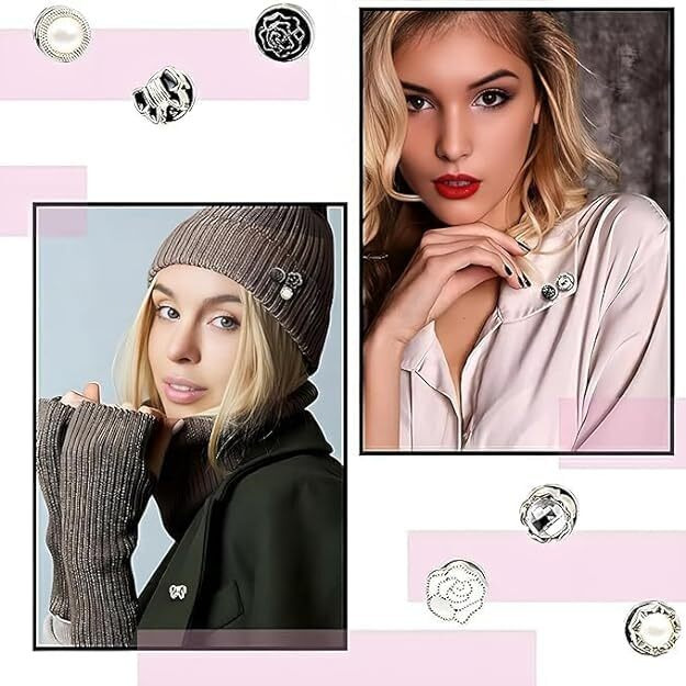 Voiish 10 Pcs Brooch Buttons Jeans Button Pin, White Button Pin, Women Shirt Brooch Pins, No Sew Button For Sweater, Shawl, Clips For Coat, Dress Clothes Decoration