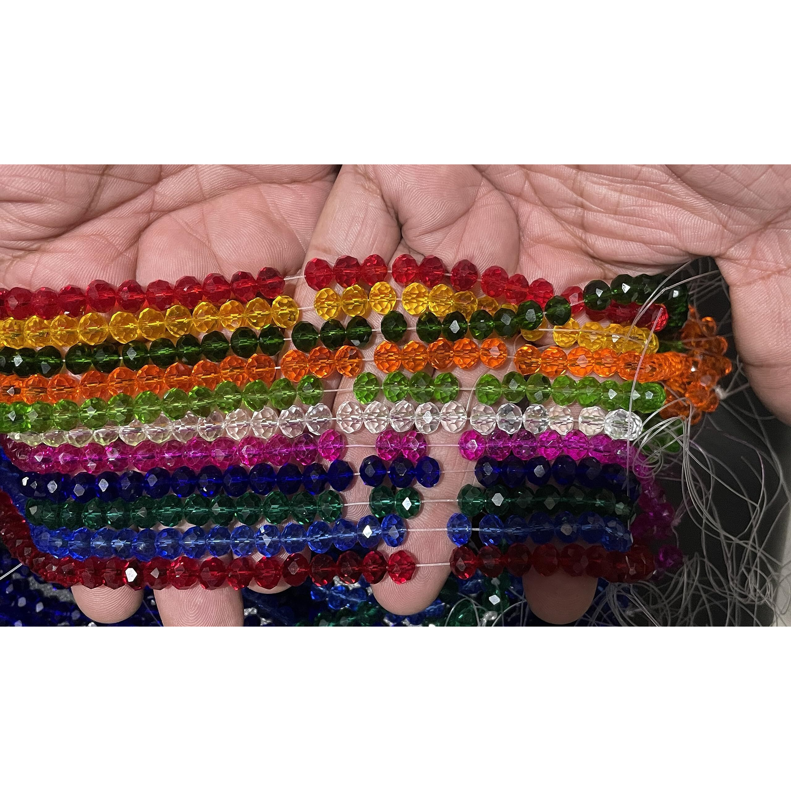 Omx 900 Beads (69 To 75 Beads Per Colour) Crystal Glass Beads Trans Roundelle For Jewellery Making, Craft Works - 8Mm Size (Multi Colour, 12 Different Mix, Any 12 Colours)