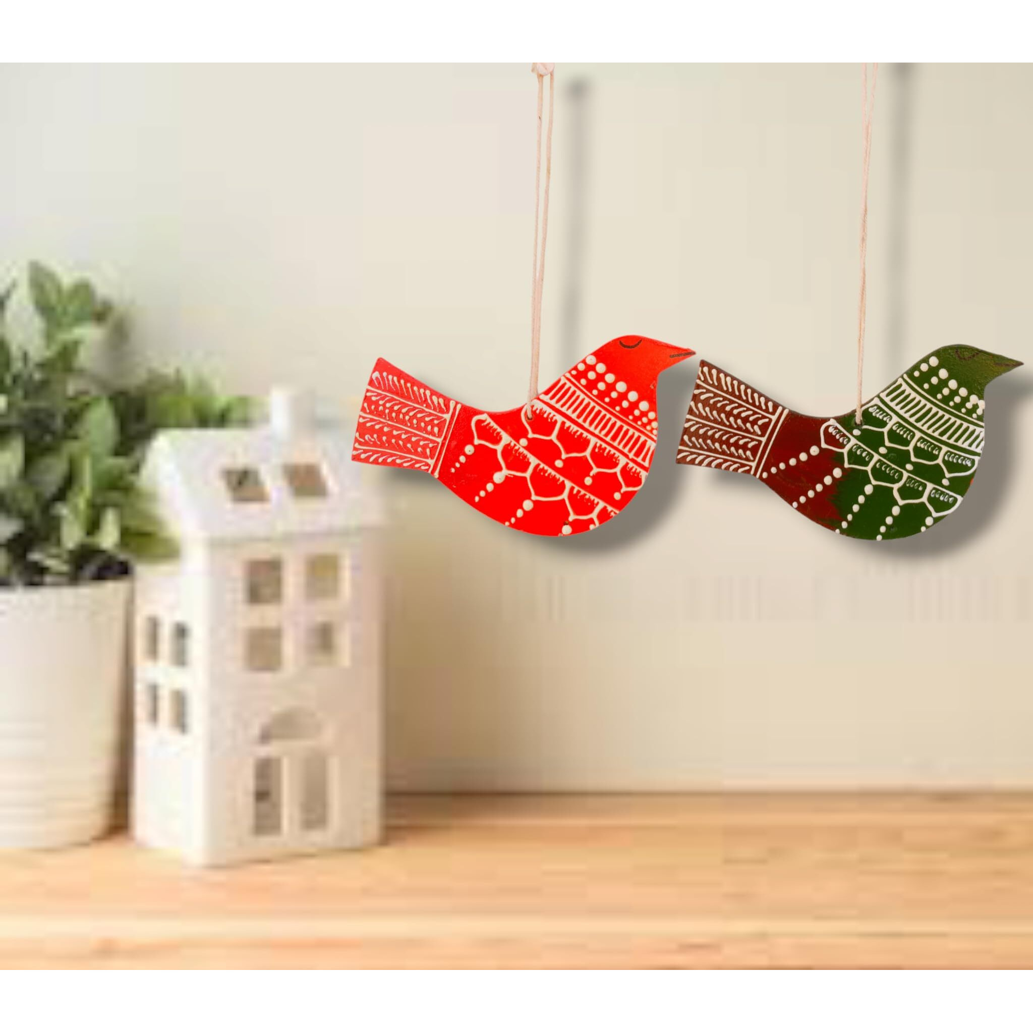 Aaryaovation Wooden Handmade Decorative Bird Wall Hanging (Set Of 2 Birds)