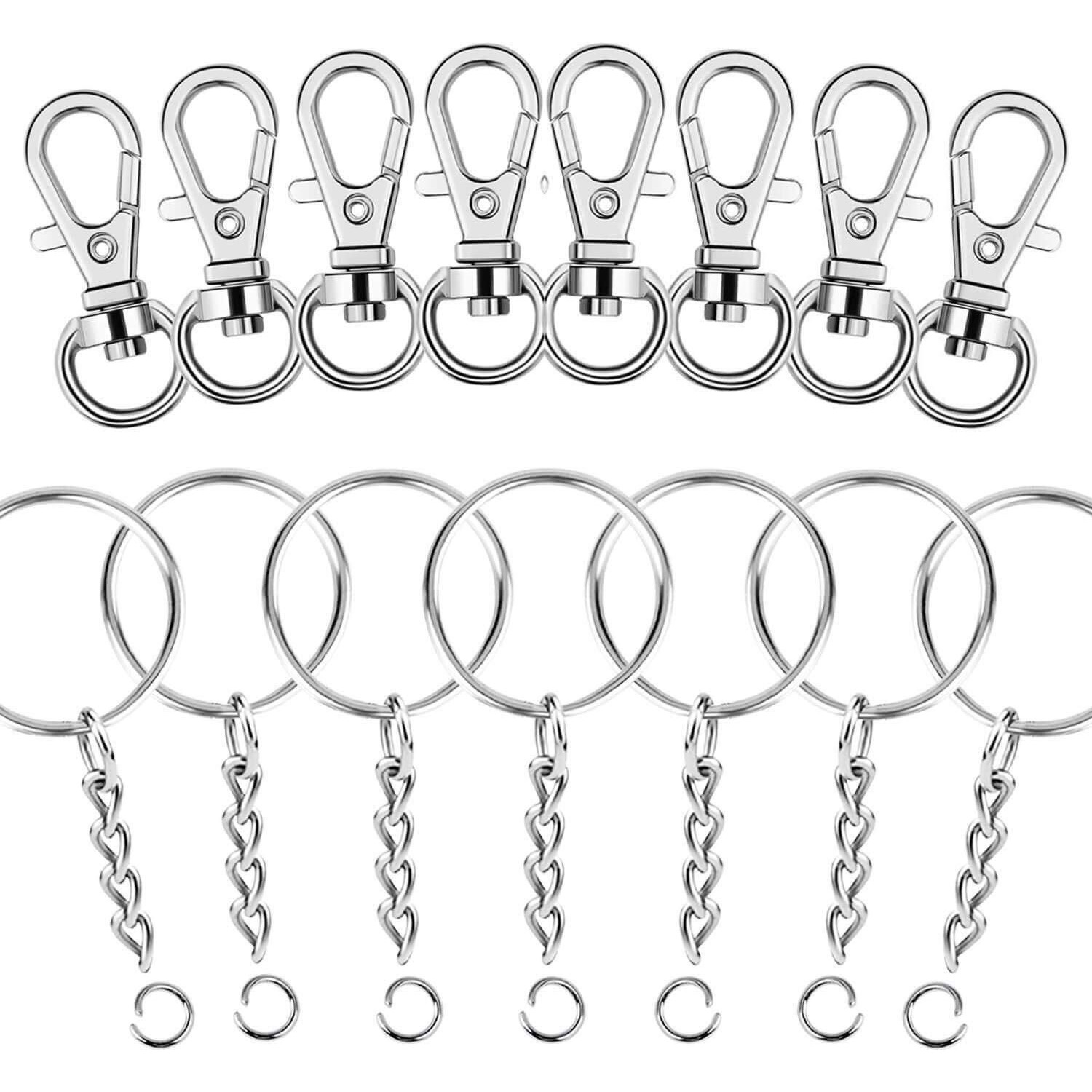 Diy Crafts Pack Of 5 Pcs, Silver, Swivel Snap Hook & Key Rings With Chain For Keychain Lanyard Hanging Nail Files, Label Tags, Foldable Scissors, Ke (Pack Of 5 Pcs, Silver)