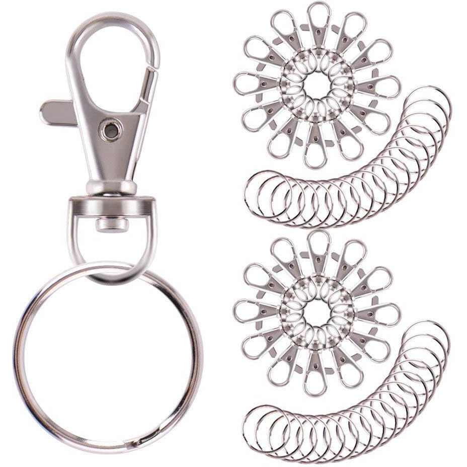 Diy Crafts Pack Of 5 Pcs, Silver, Swivel Snap Hook & Key Rings With Chain For Keychain Lanyard Hanging Nail Files, Label Tags, Foldable Scissors, Ke (Pack Of 5 Pcs, Silver)