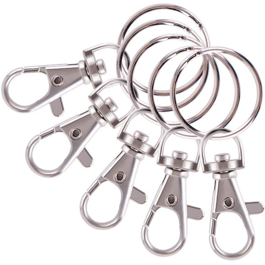 Diy Crafts Pack Of 5 Pcs, Silver, Swivel Snap Hook & Key Rings With Chain For Keychain Lanyard Hanging Nail Files, Label Tags, Foldable Scissors, Ke (Pack Of 5 Pcs, Silver)