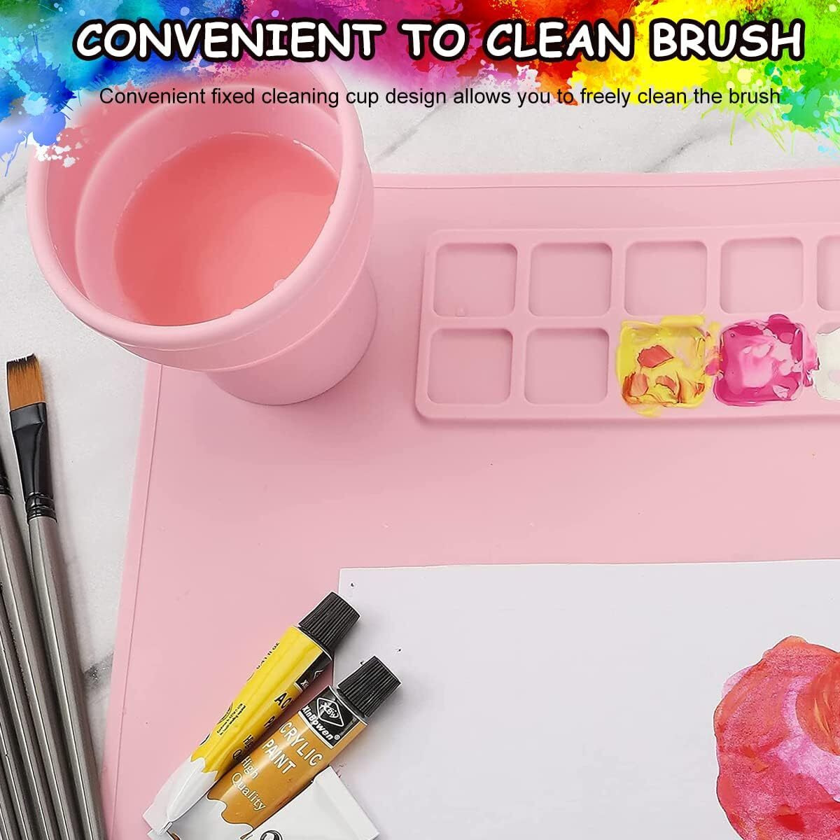 Zdqtra 43 * 38Cm Silicone Craft Mat For Painting Play Doh And Clay For Kids,Non-Stick Multipurpose Cleaning Cup And Color Mixing Plate For Arts And Crafts,Resin Casting(1Pcs/Multi Color)