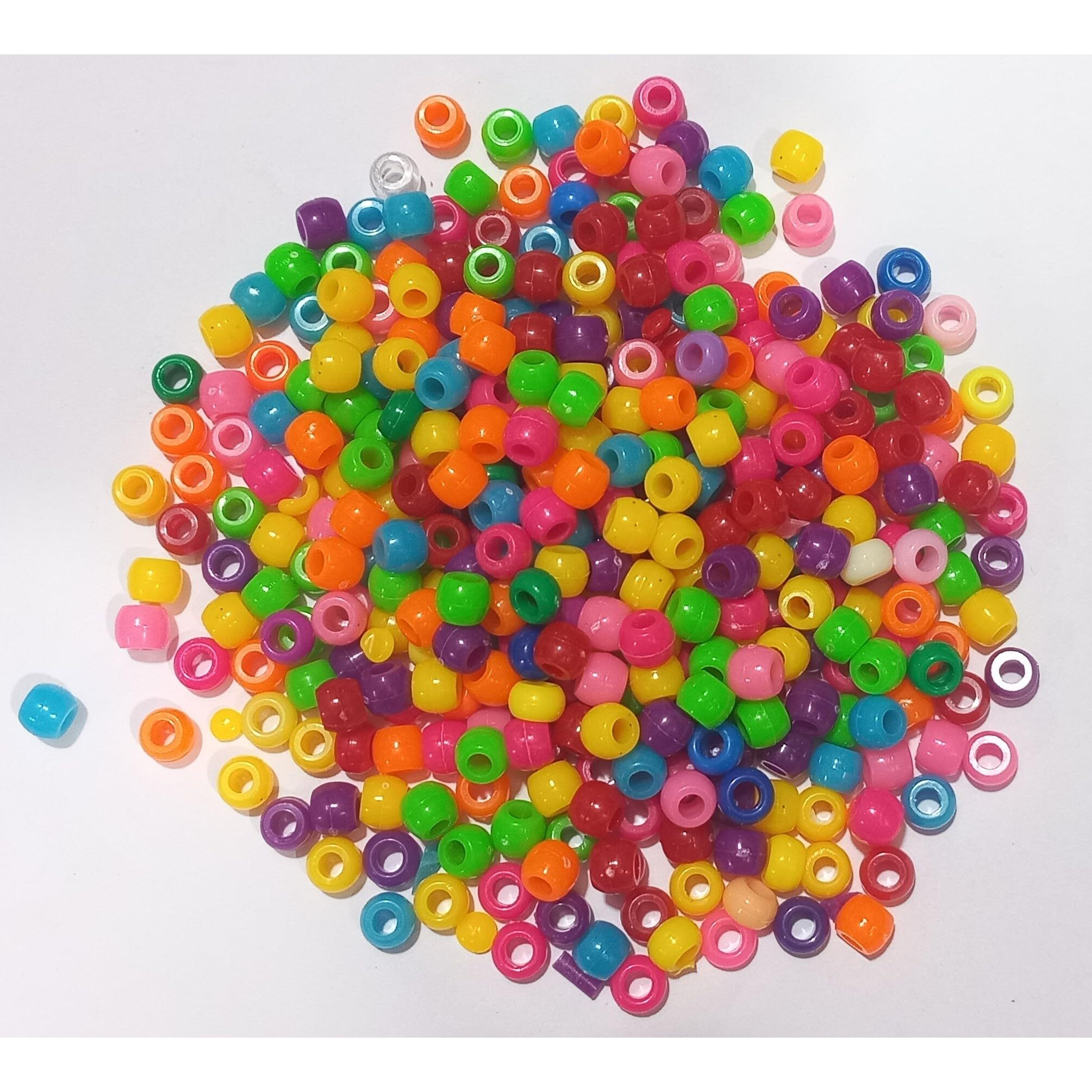400 Pc Hole Spacer Beads Acrylic Colorful Pony Beads Barrel Beads Loose Charms Ball For Diy Craft Necklace Jewelry Making Bracelet Hair Macrame Colorful 9Mm X 6 Mm (100Gram)