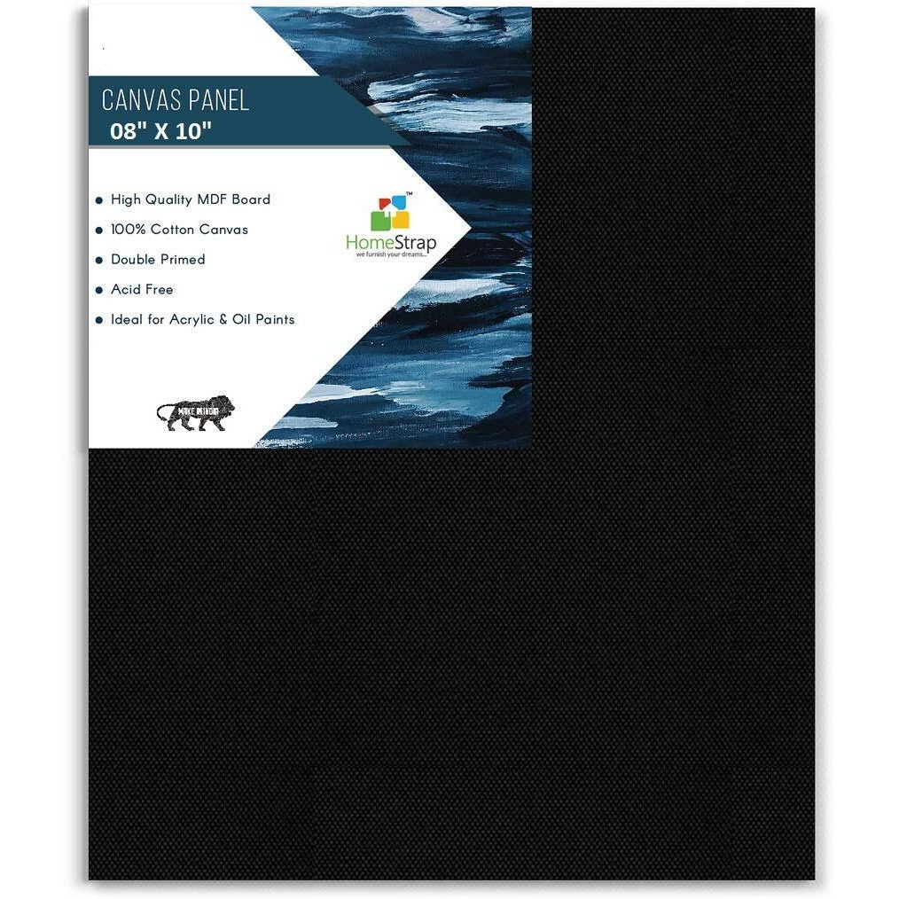 Homestrap Cotton Canvas Board Medium Grain 8" X 10" - Pack Of 4 - Black & White