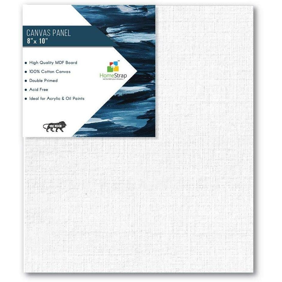 Homestrap Cotton Canvas Board Medium Grain 8" X 10" - Pack Of 4 - Black & White