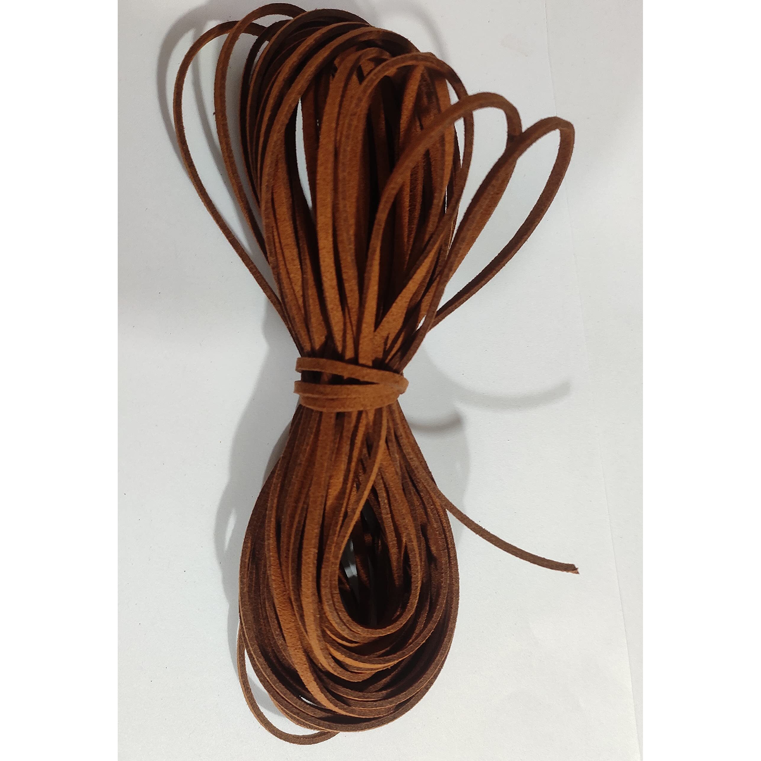 Omx Size - 3Mm X1.4Mm Faux Flat Suede Cord Roll String Korean Leather Lace Beading Thread Suede Lace Leather Cording For Jewelry Makings (10 Mtr, Brown)