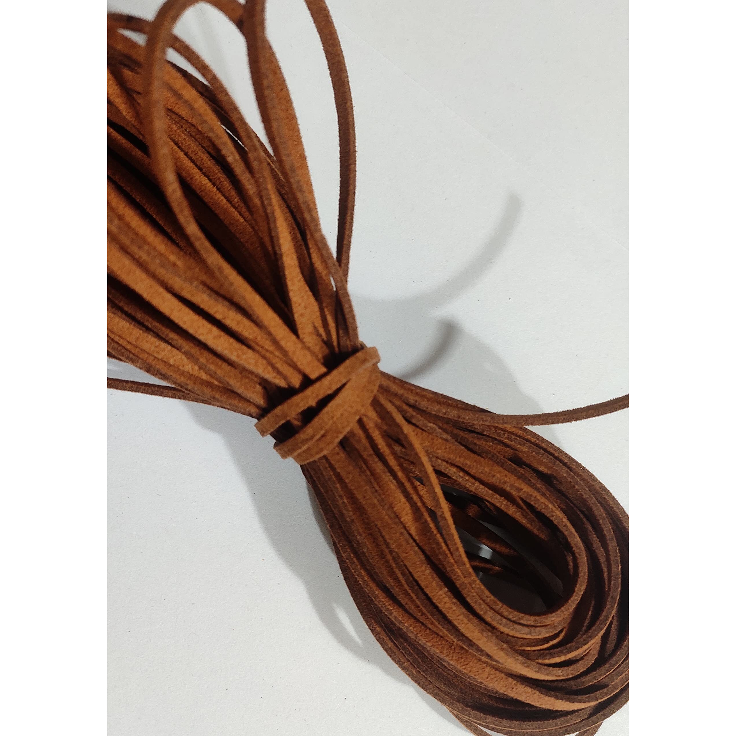 Omx Size - 3Mm X1.4Mm Faux Flat Suede Cord Roll String Korean Leather Lace Beading Thread Suede Lace Leather Cording For Jewelry Makings (10 Mtr, Brown)