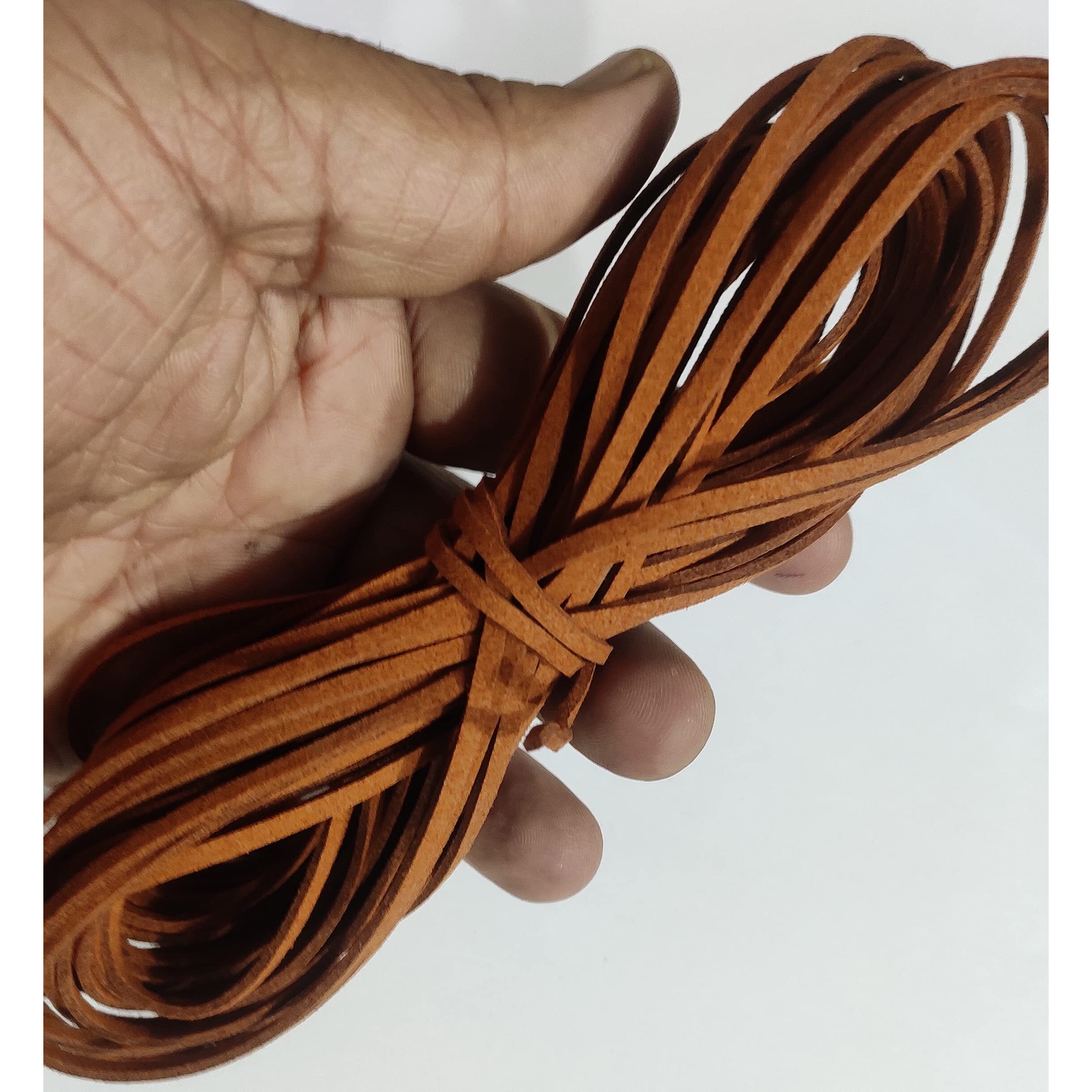 Omx Size - 3Mm X1.4Mm Faux Flat Suede Cord Roll String Korean Leather Lace Beading Thread Suede Lace Leather Cording For Jewelry Makings (10 Mtr, Brown)