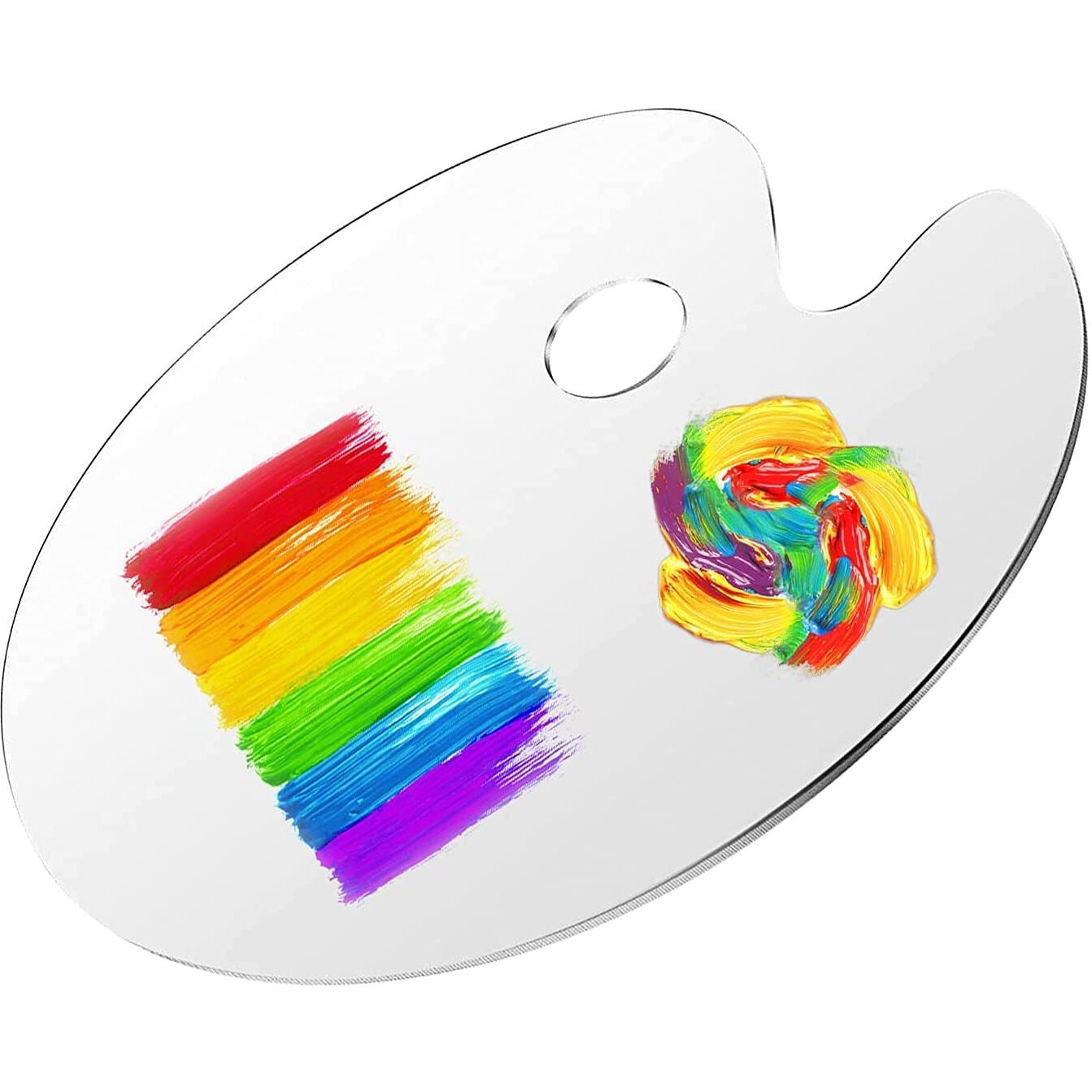 Amigozz Pigment Tray(30X20Cms). Clear Acrylic Paint Palette Oval Shaped Artist Painting Palette Non-Stick Oil Paint Palette With Thumb Hole And Protective Brown Paper For Diy Art Craft Painting