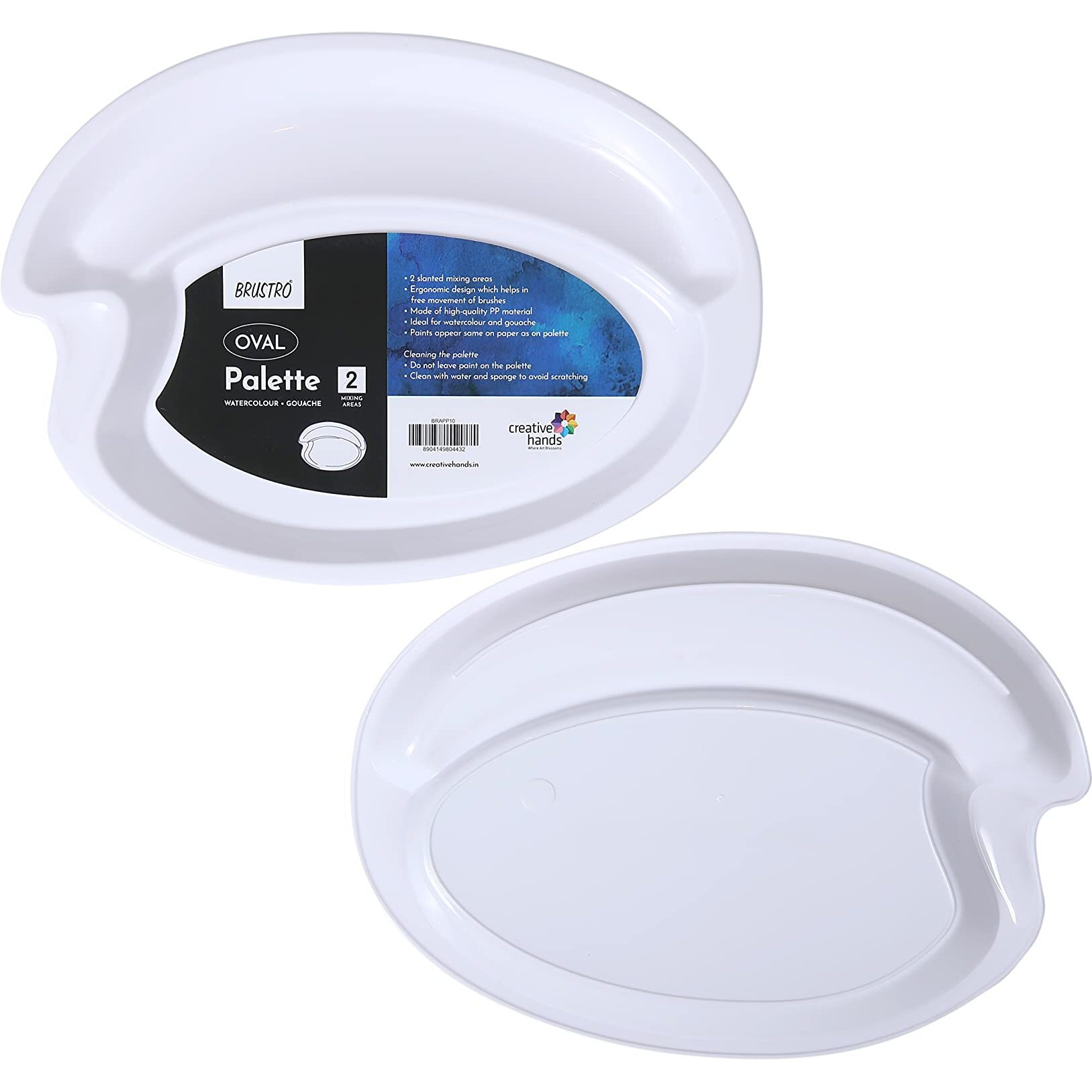 Brustro Artists  Small Egg Shaped Peel Off Painting Palette For Watercolour And Acrylic Paint 24X19 Cm - (Pack Of 2)