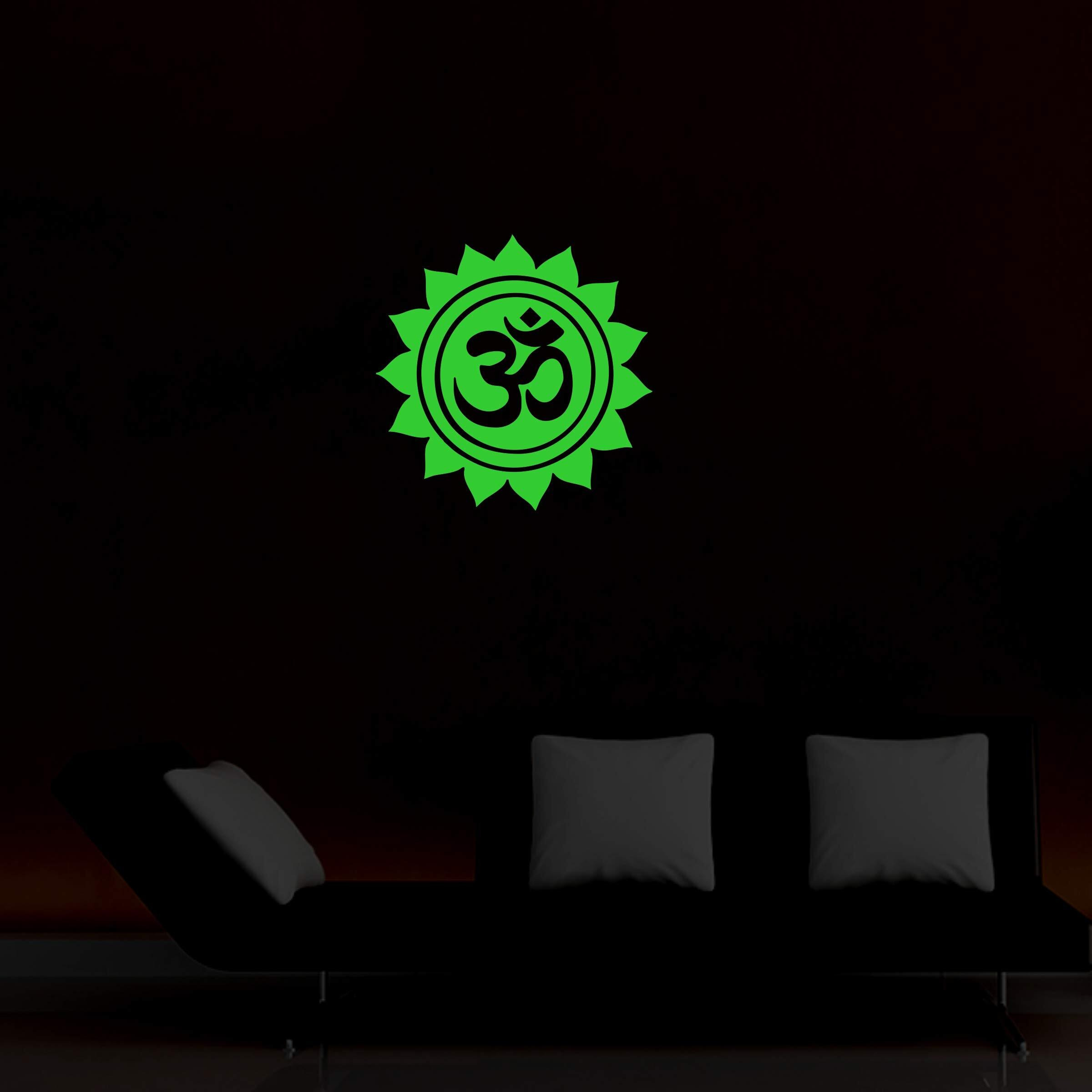 Dreamkraft Monk Wish Neon Black Glow In The Dark Radium Decorative Om Wall Stickers (20X20 Cm)