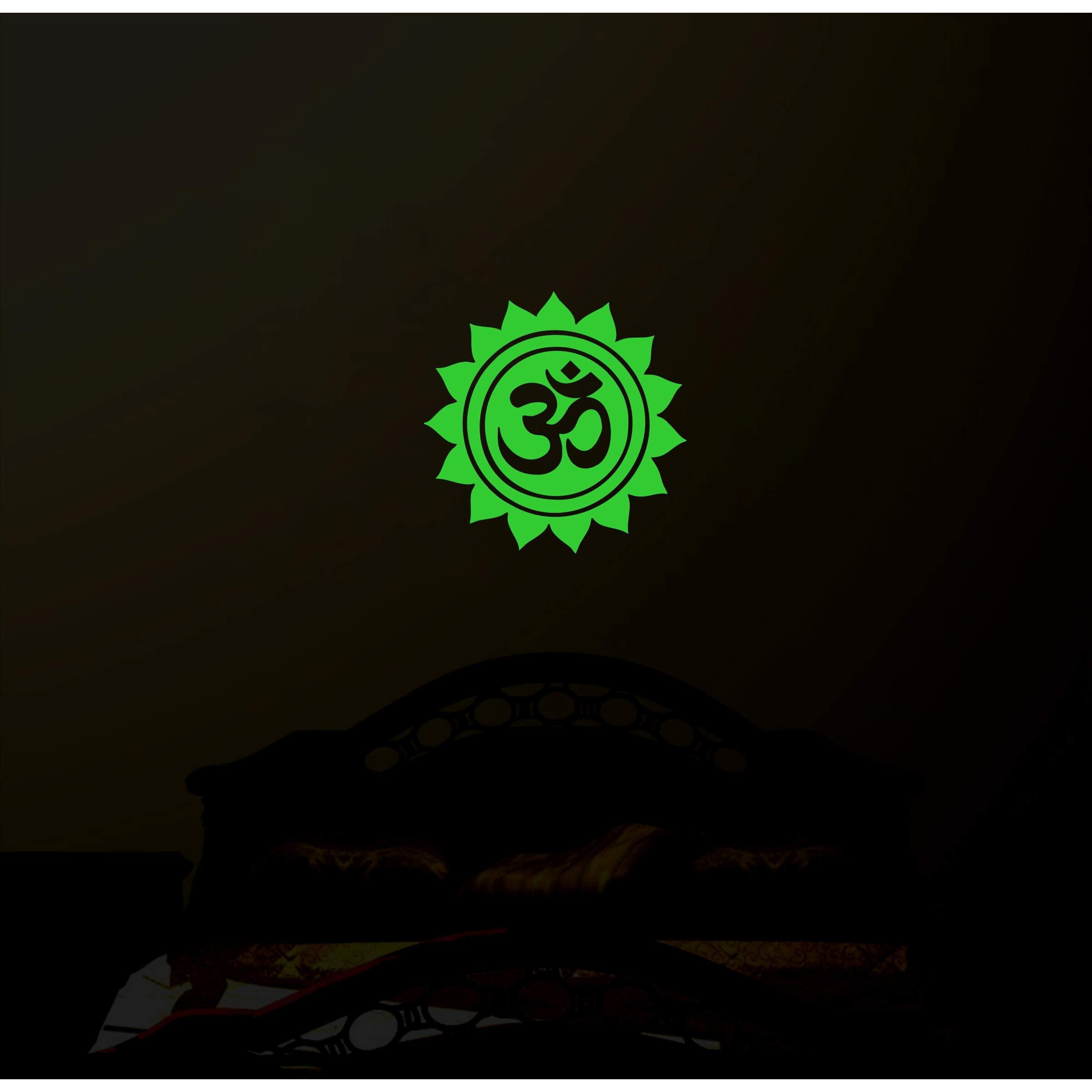 Dreamkraft Monk Wish Neon Black Glow In The Dark Radium Decorative Om Wall Stickers (20X20 Cm)