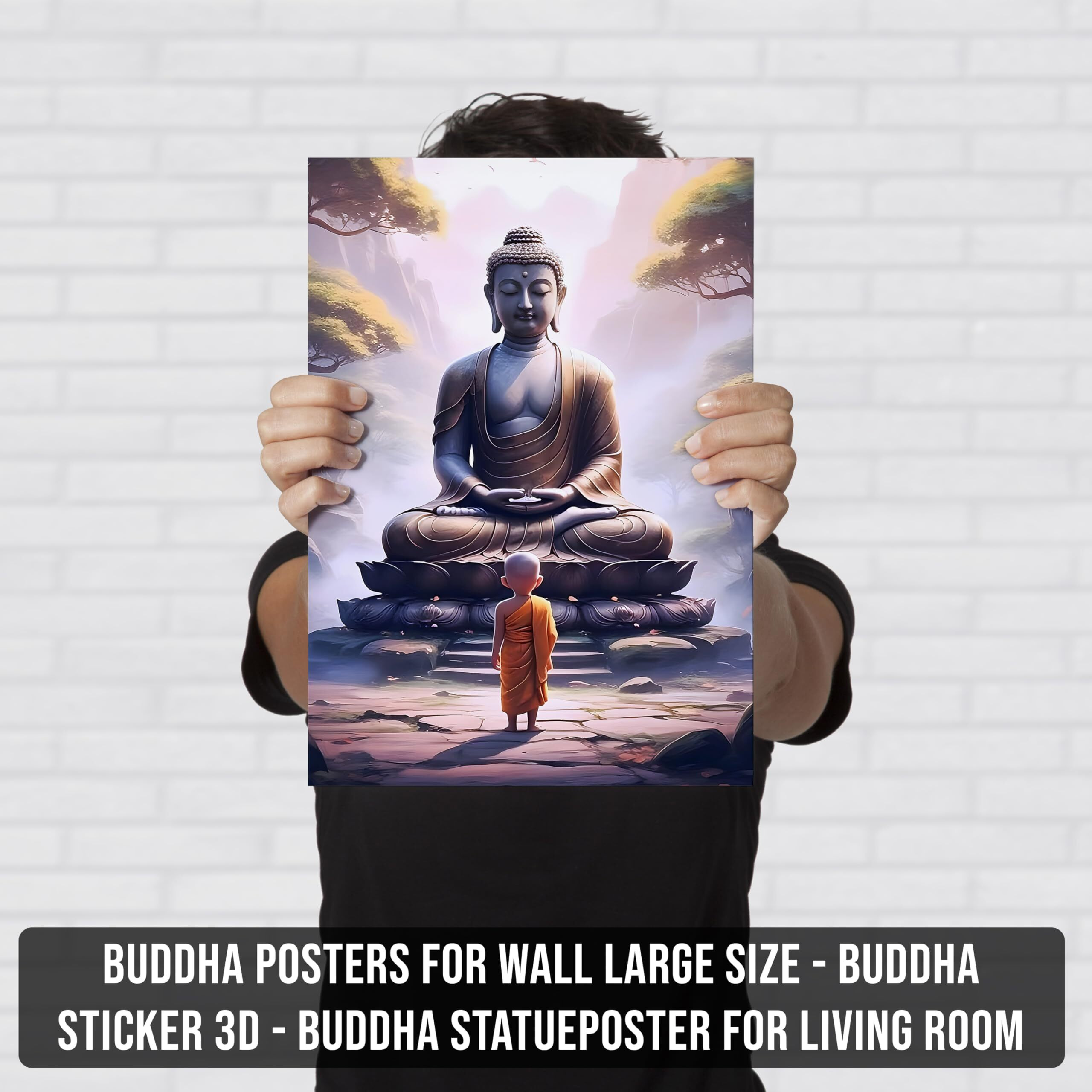 Buddha Posters For Wall Large Size | Buddha Sticker 3D | Buddha Statue Poster For Living Room
