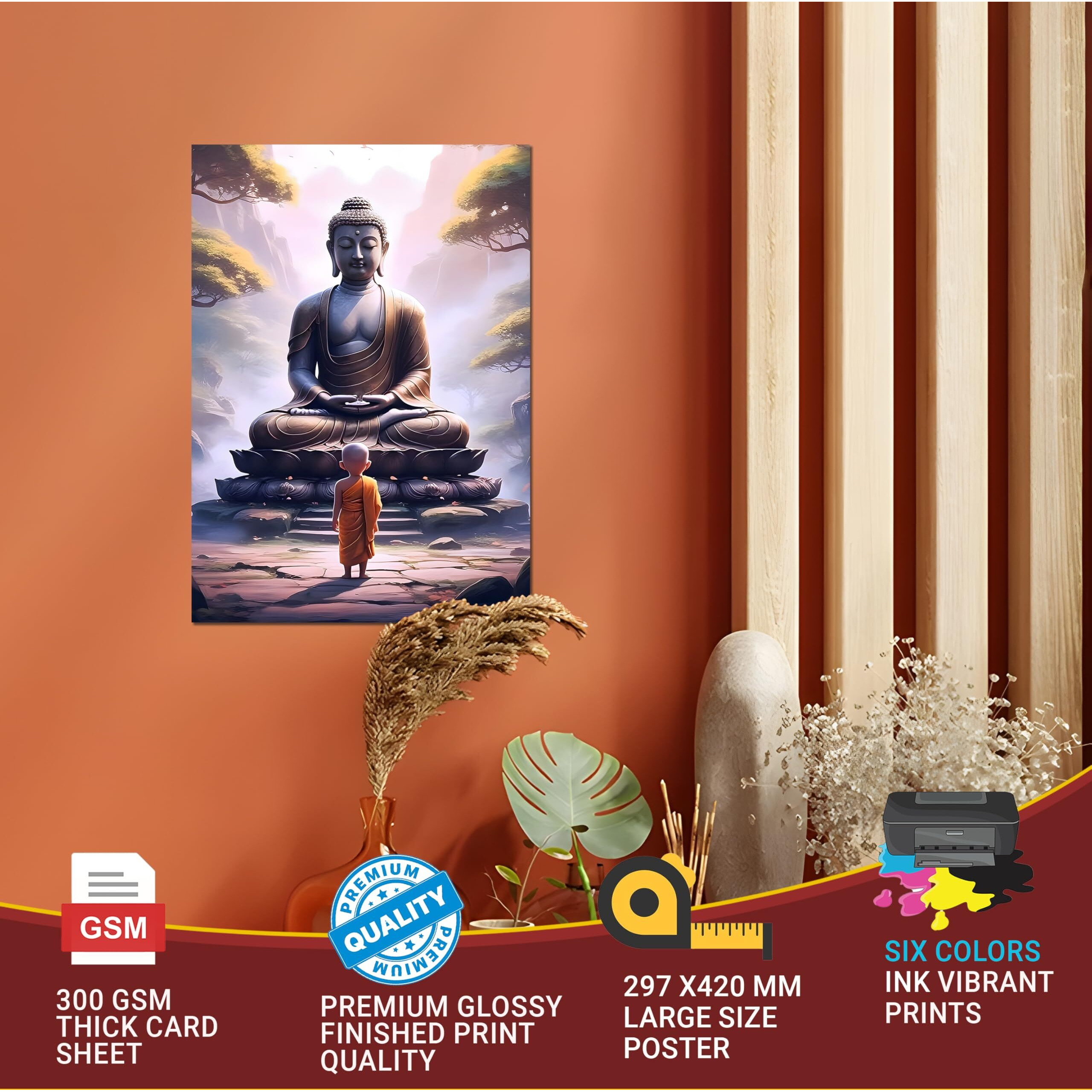 Buddha Posters For Wall Large Size | Buddha Sticker 3D | Buddha Statue Poster For Living Room