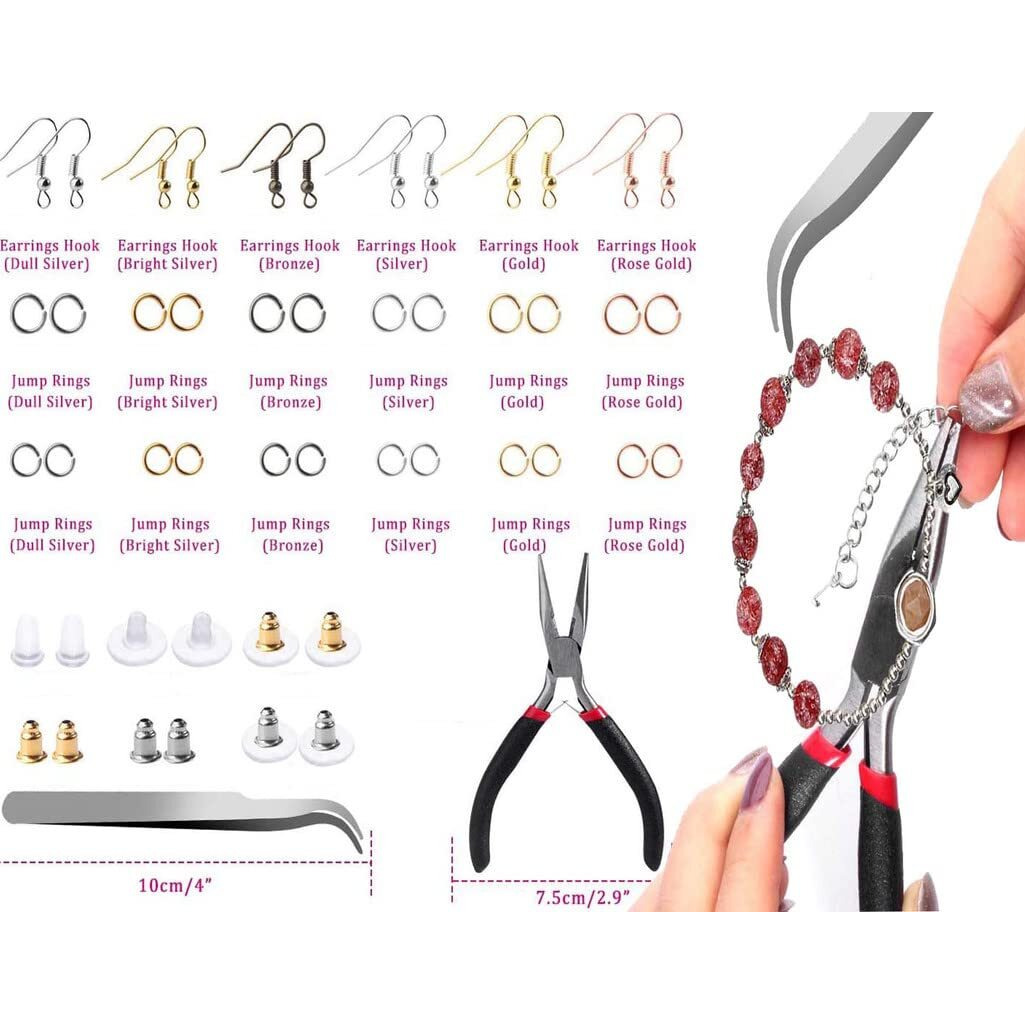 Diy Crafts 800 Grm, Kc Gold, Earring Hooks Earring Jewelry Making Kit Earring Hooks For With Jump Rings Earring Backs Pliers Tweezers Jump Ring Opener For Jewelry Making (800 Grm, Kc Gold)