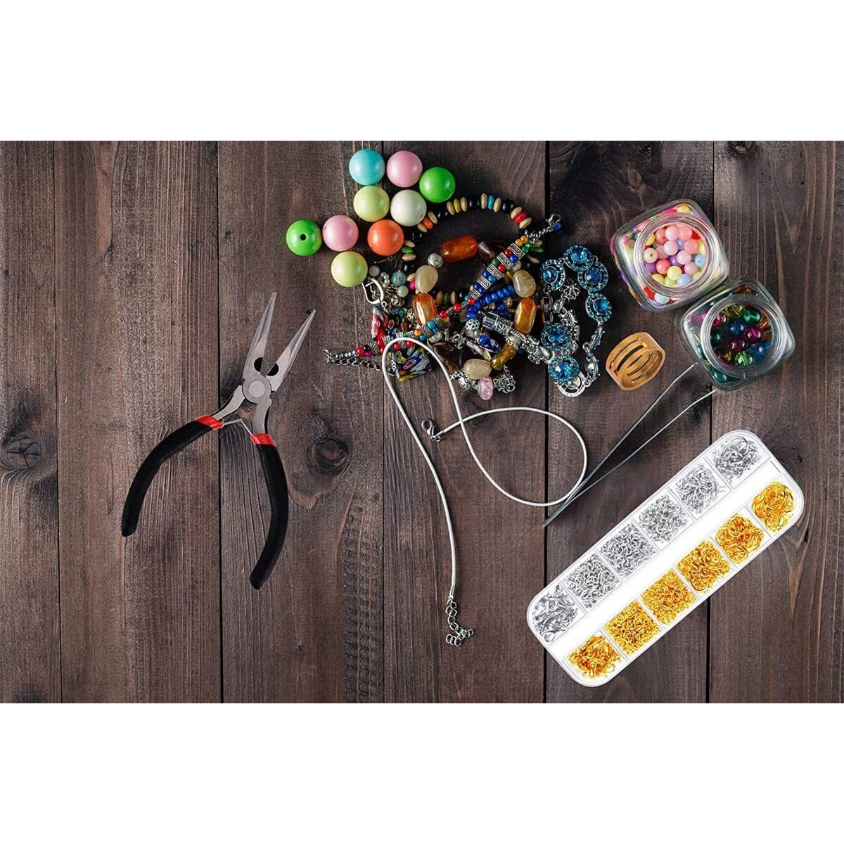 Diy Crafts 800 Grm, Kc Gold, Earring Hooks Earring Jewelry Making Kit Earring Hooks For With Jump Rings Earring Backs Pliers Tweezers Jump Ring Opener For Jewelry Making (800 Grm, Kc Gold)