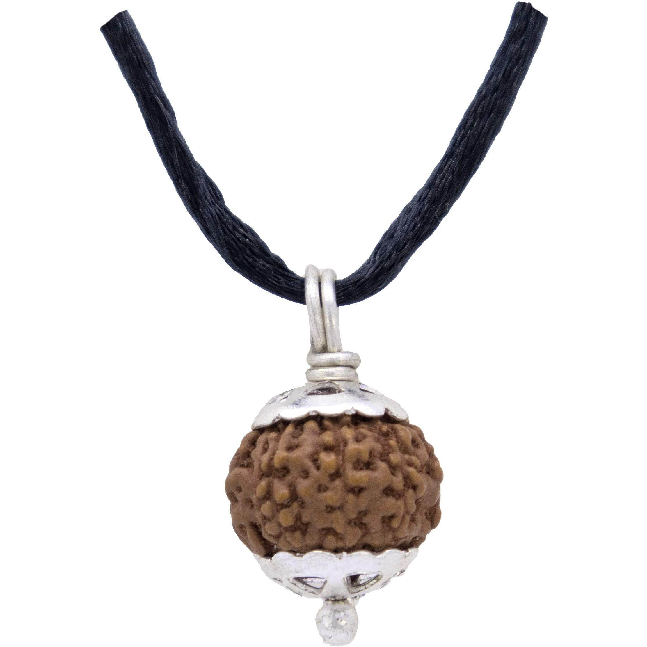 Shivaratna 10 Mukhi Rudraksha Made In Silver Metal Lab Certified (Origin - Java) Hand Picked Matured Rudraksha Bead