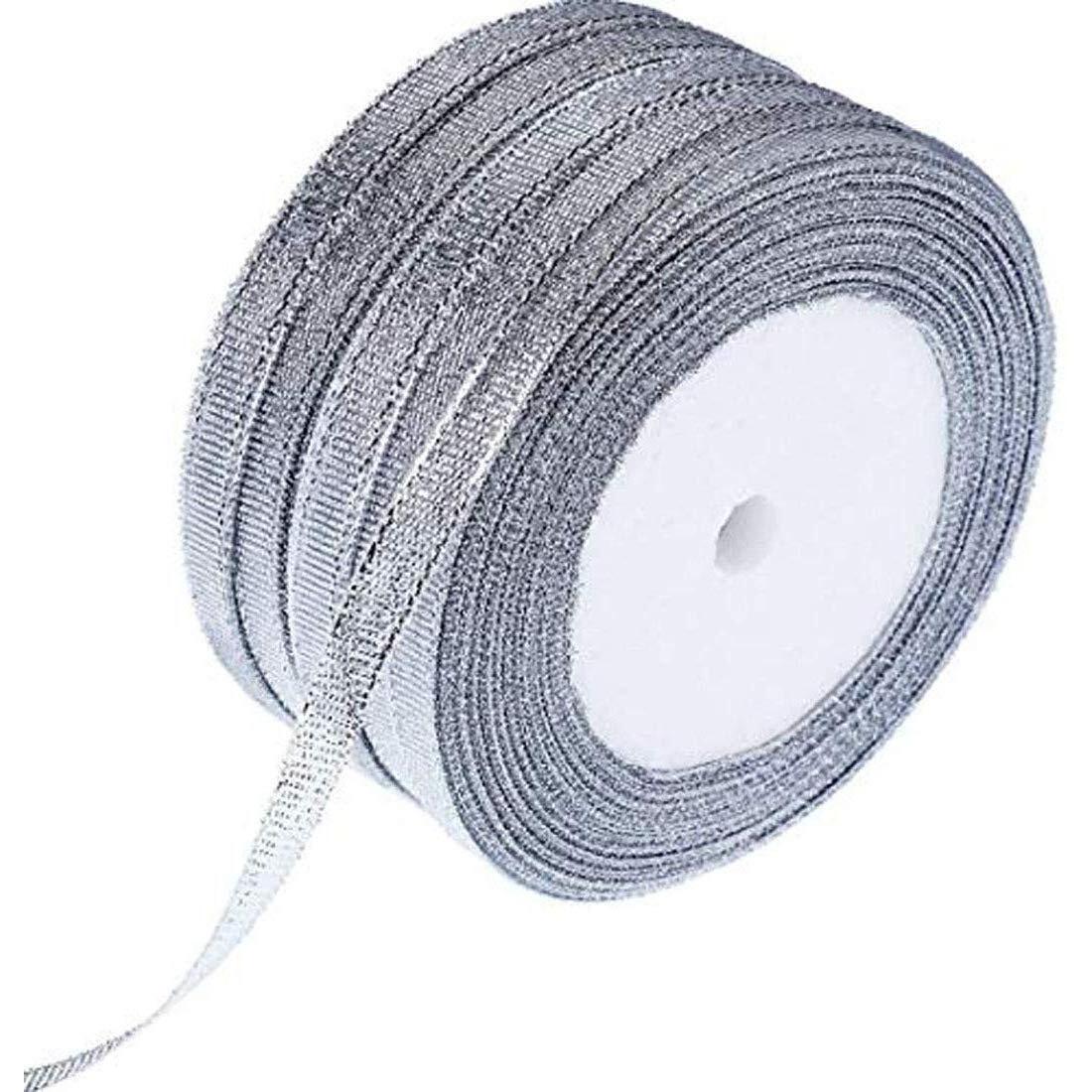 Diy Crafts Pack Of 5X Rolls, Silver Glitter Ribbons, Silver Glitter Ribbons Metall (Pack Of 5X Rolls, Silver Glitter Ribbons)