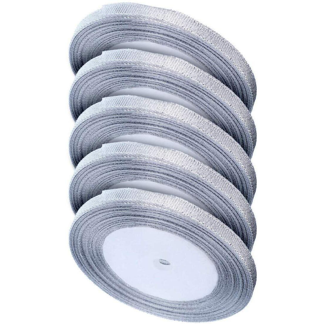 Diy Crafts Pack Of 5X Rolls, Silver Glitter Ribbons, Silver Glitter Ribbons Metall (Pack Of 5X Rolls, Silver Glitter Ribbons)