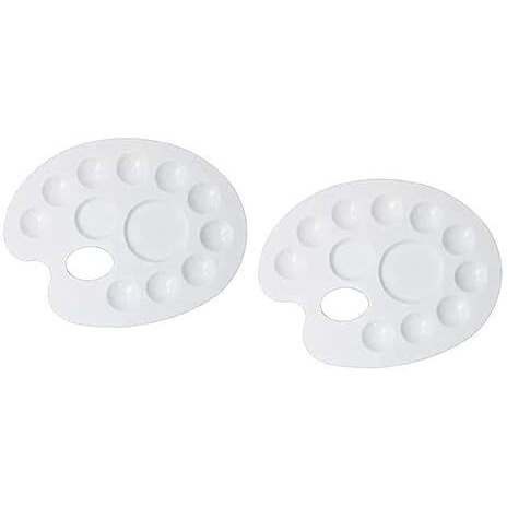 Eclet Large Elliptical Shape Colour Pallete, Paint Mixing Palette, Painting Plate, Watercolor Pallet, Tray For Acrylic Paints, Palate For Colouring With 12 Compartments For Artists, Students, Kids(Pack Of 2)