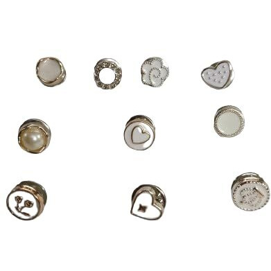 10 Pcs Women's Safety Brooch Buttons For Dress & Clothing - Elegant Pearl & Enamel Modesty Pins For Diy Projects, Dresses, Shirts, Jeans & Coats (White)