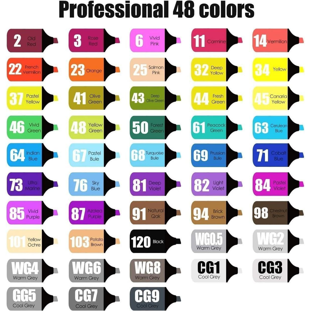 Narval Dual Tip Colorful Art Markers Sketch Pens 48 Pcs Dual Tip Highlighter + Markers Double-Sided Pen Set For Drawing Sketching Permanent Sketch Markers For Kids Adult (48)