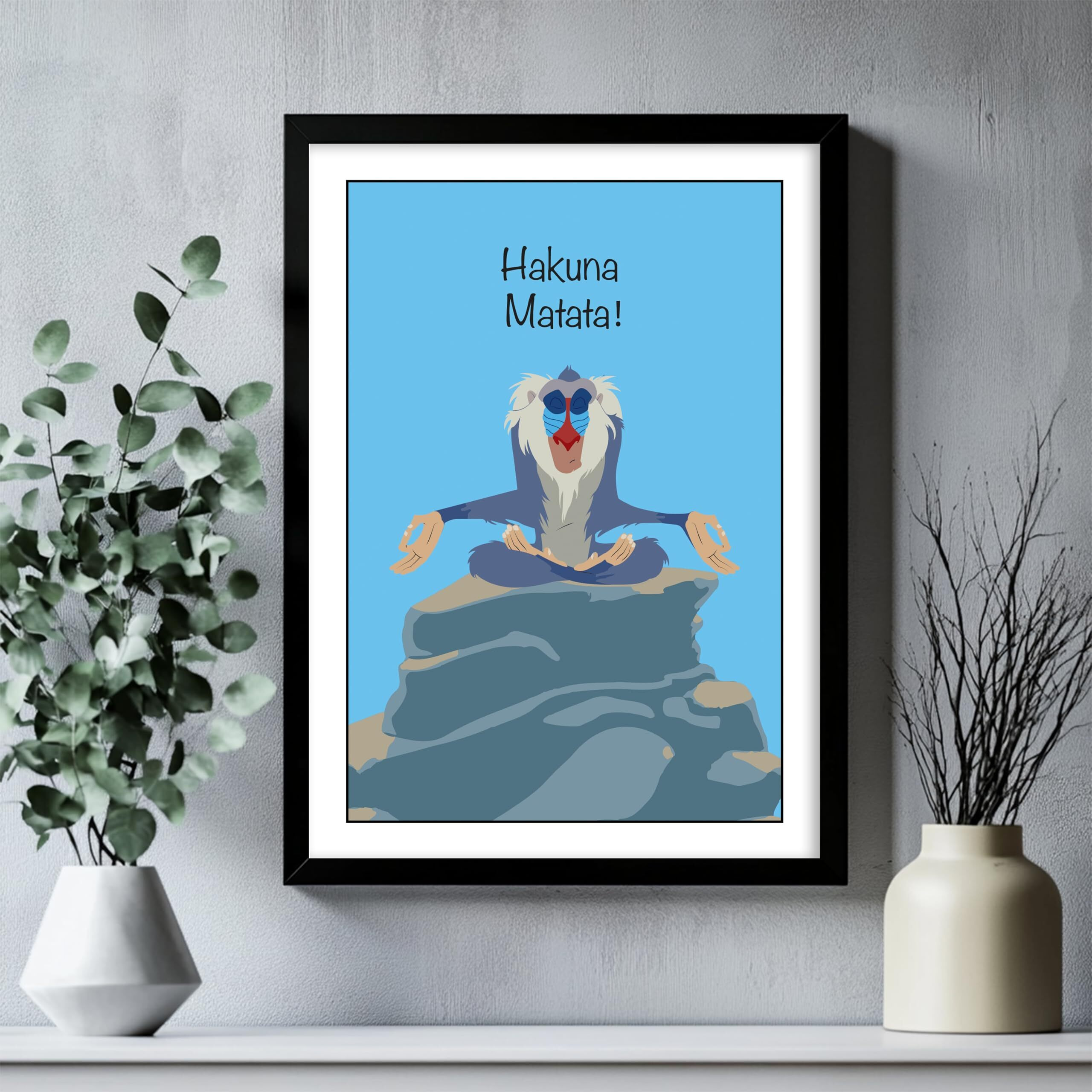 Generic Hakuna Matata Timon And Pumba Rafiki Character Picture Poster From Movie Lion King Framed Artwork