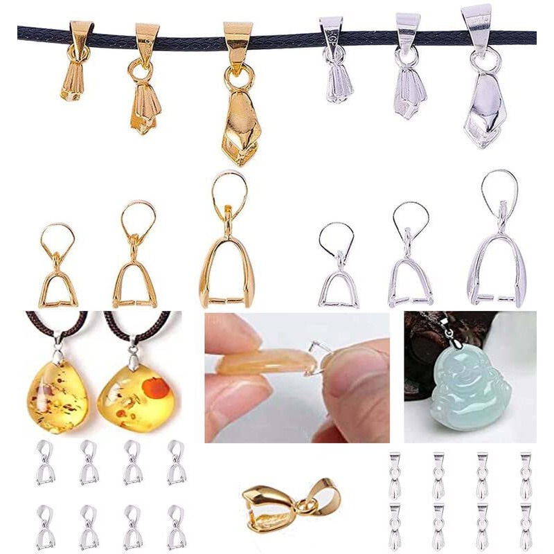 Diy Crafts 20 Pcs, Silver, Pinch Clip, X Pieces Brass Pinch Clip Bail Clasp Dangle Charm Bead Pendant Connector Findings Length For Necklace Jewelry (20 Pcs, Silver)