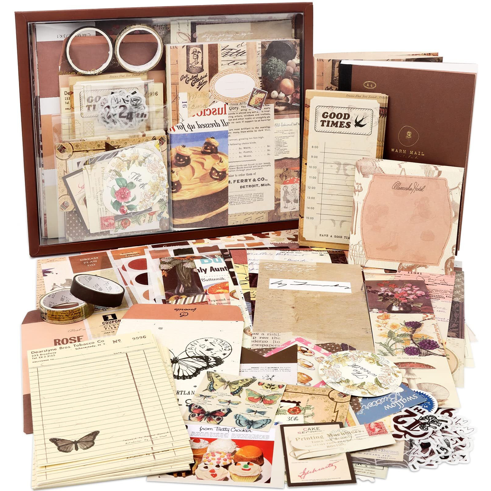 Optifit 346Pcs Vintage Scrapbook Stickers Pack For Art Journaling Bullet Junk Journal Planners Diy Paper Stickers Craft Kits Notebook Collage Album Aesthetic, Beige