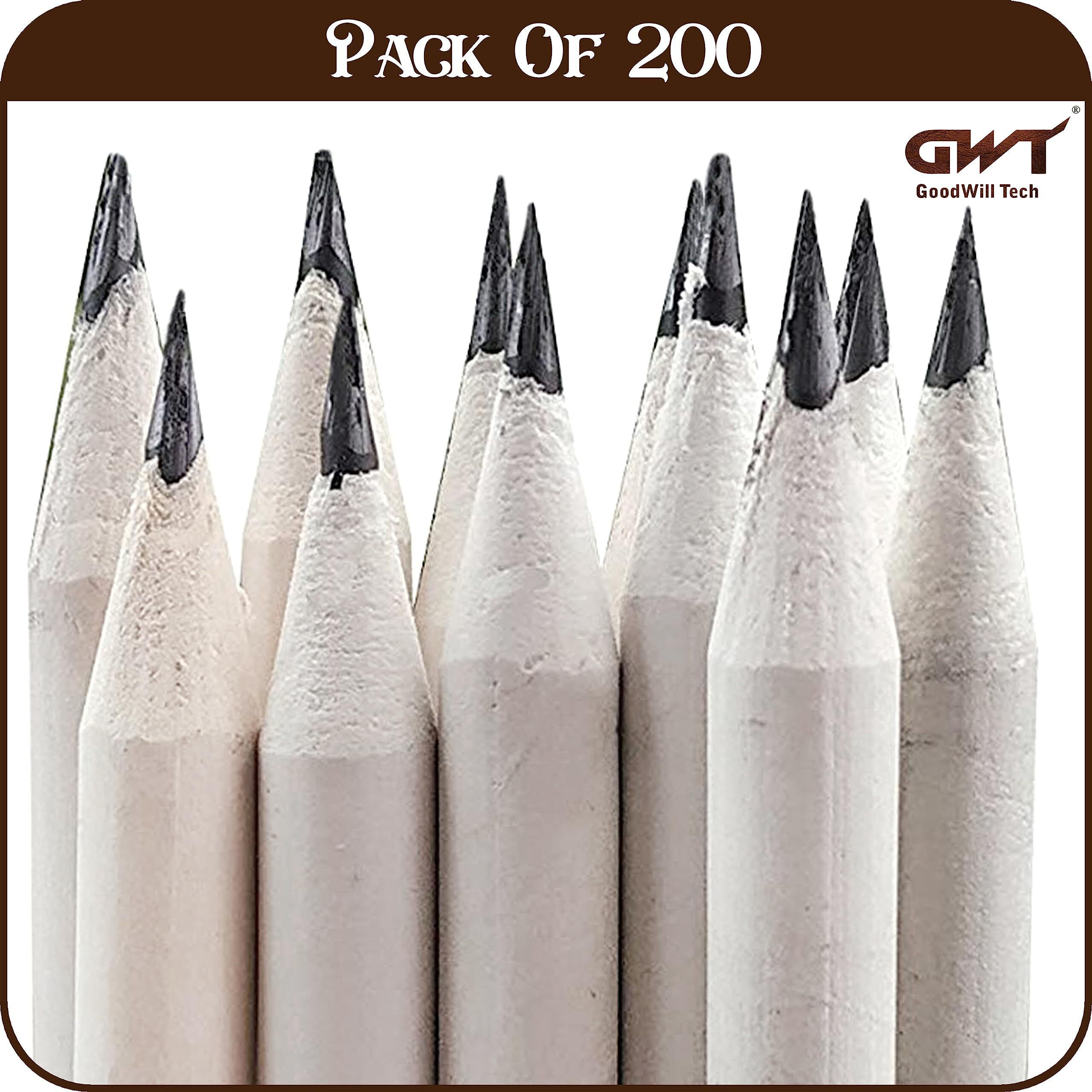 Goodwill Tech Recycled Eco-Friendly Newspaper Pencils For Kids School For Writing, Sketching, Drawing (Pack Of 200)