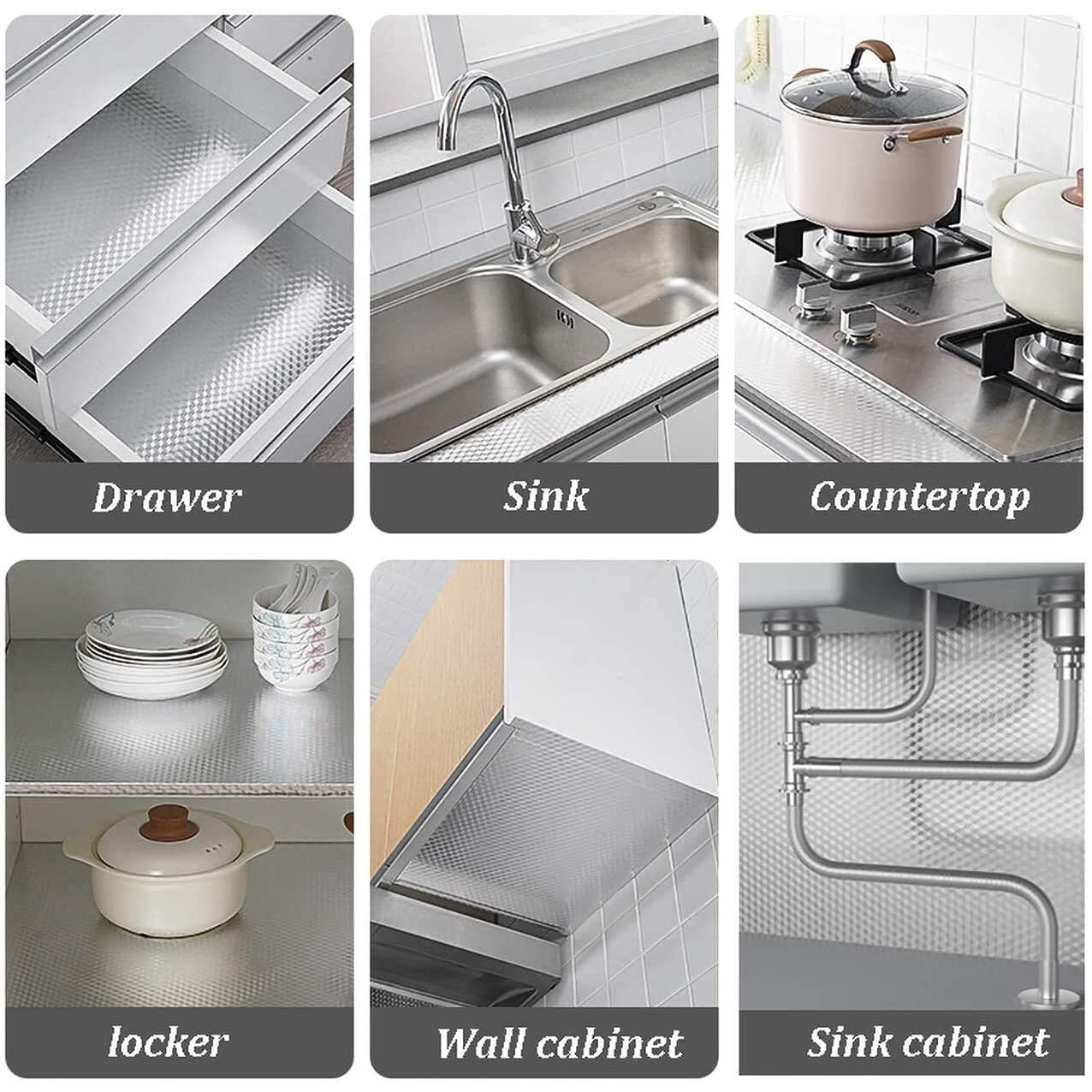 Flob-60Cm X 200Cm Kitchen Oil Proof Aluminium Foil Stickers, Kitchen Backsplash Wallpaper, Self-Adhesive Wall Sticker Waterproof Anti-Mold And Heat Resistant For Walls Cabinets Drawers And Shelves