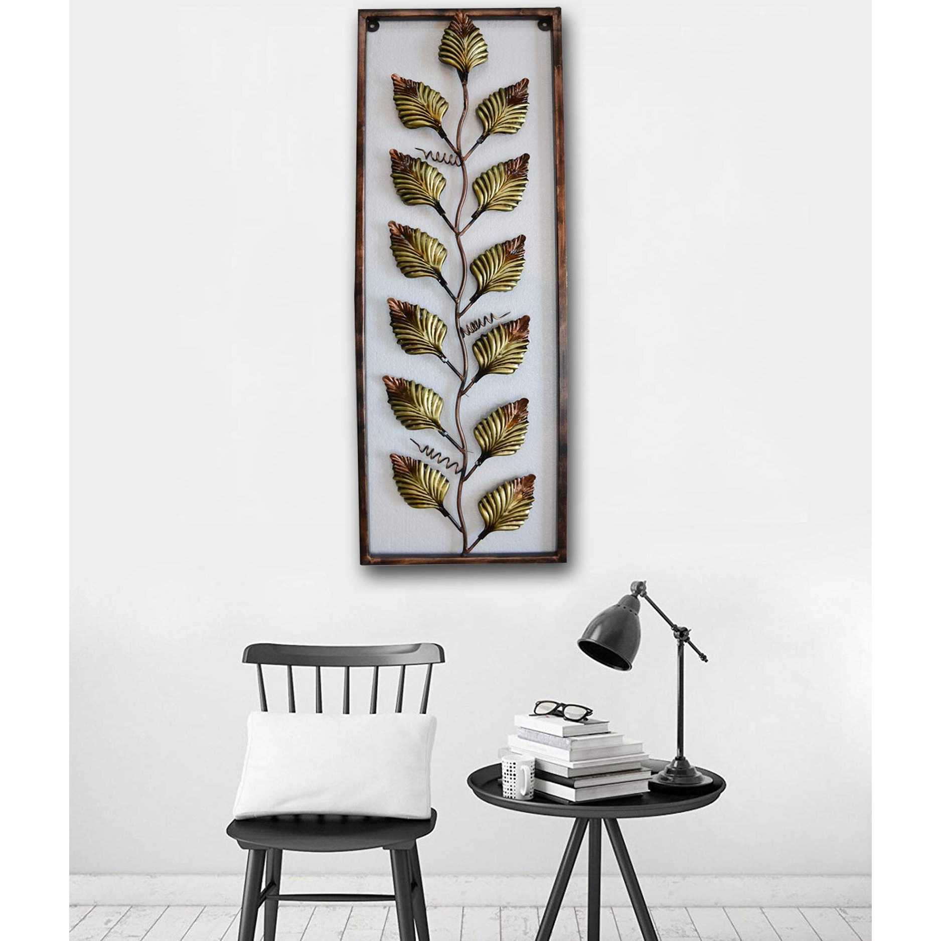 Collectible India Metal Wall Mounted Figures Themed Sculpture Frame (37 X 12 Inch, Golden)