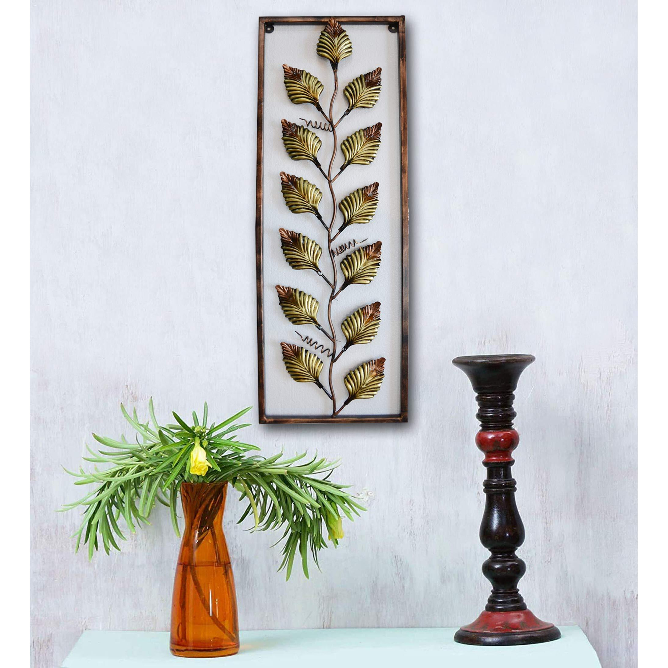 Collectible India Metal Wall Mounted Figures Themed Sculpture Frame (37 X 12 Inch, Golden)