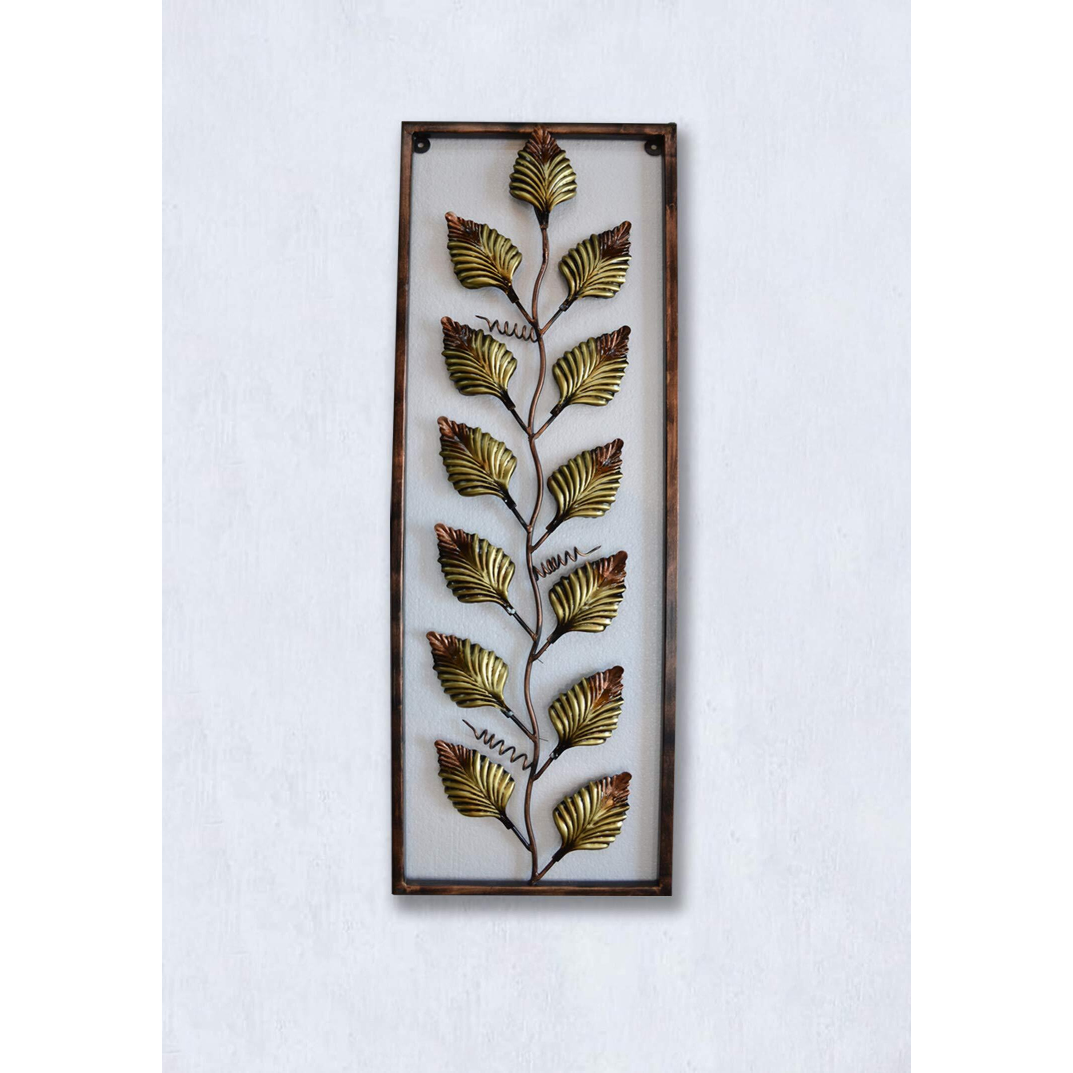 Collectible India Metal Wall Mounted Figures Themed Sculpture Frame (37 X 12 Inch, Golden)
